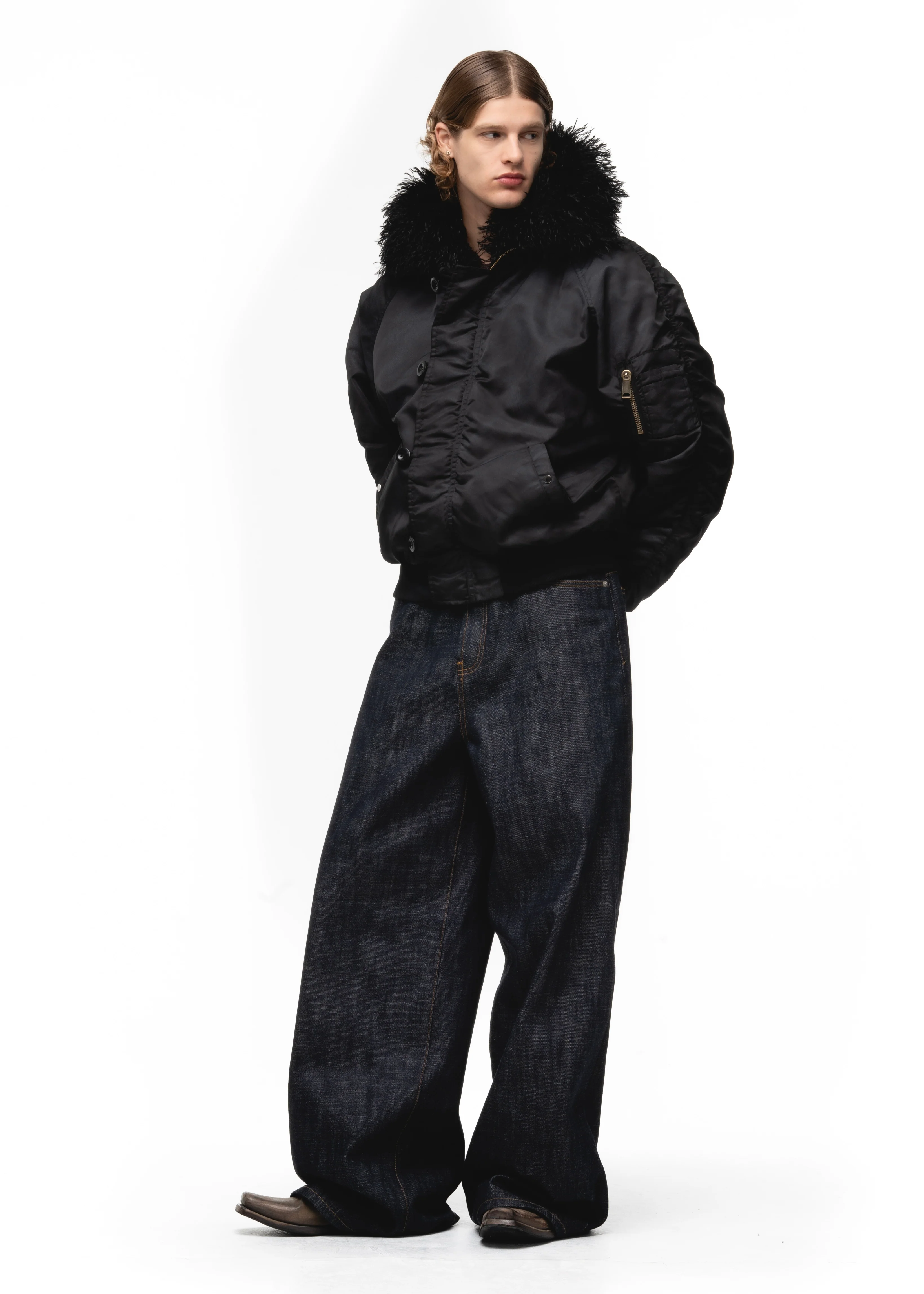 ASTRO FUR BOMBER JACKET BLACK - Image 12