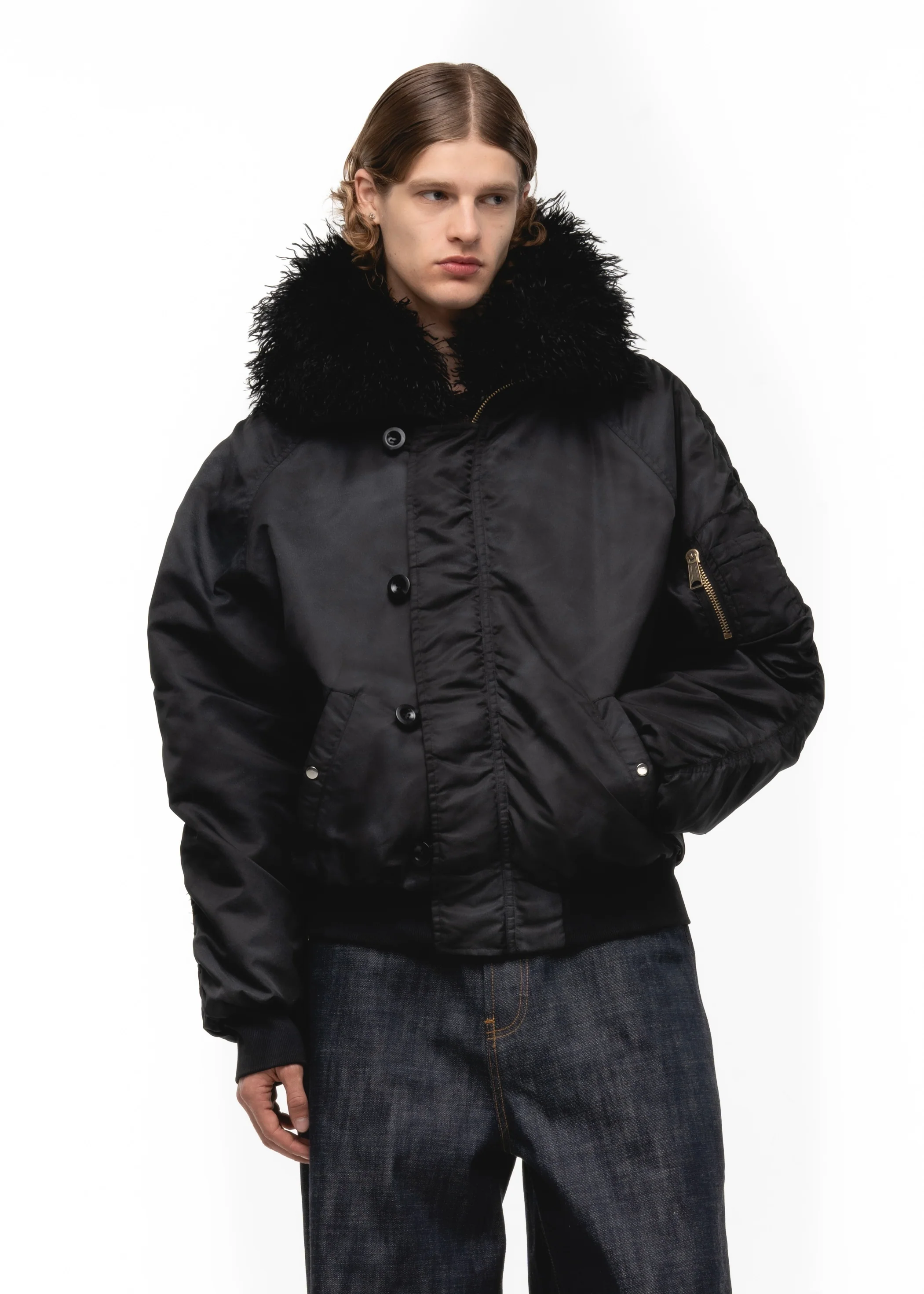 ASTRO FUR BOMBER JACKET BLACK - Image 13