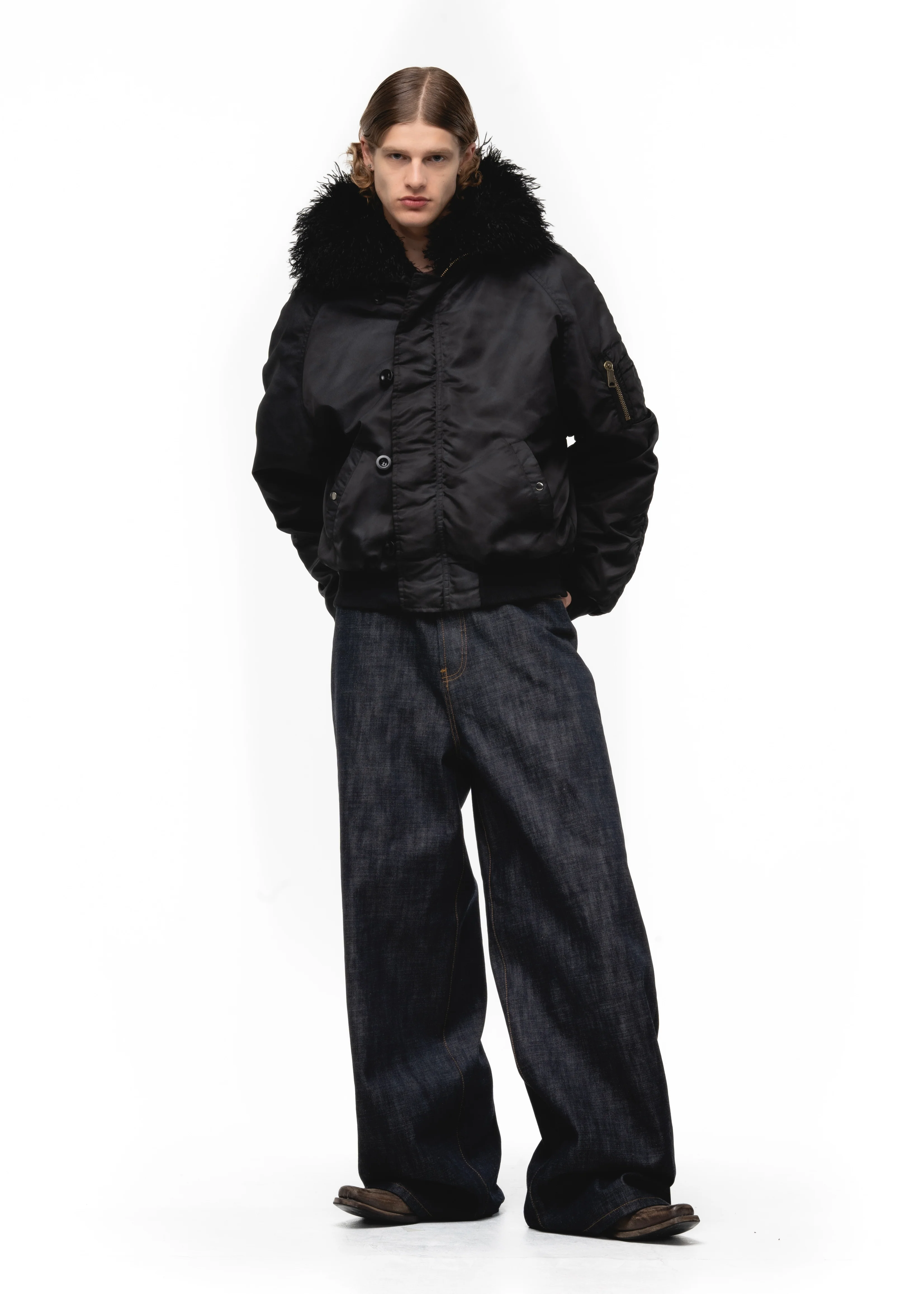 ASTRO FUR BOMBER JACKET BLACK - Image 14