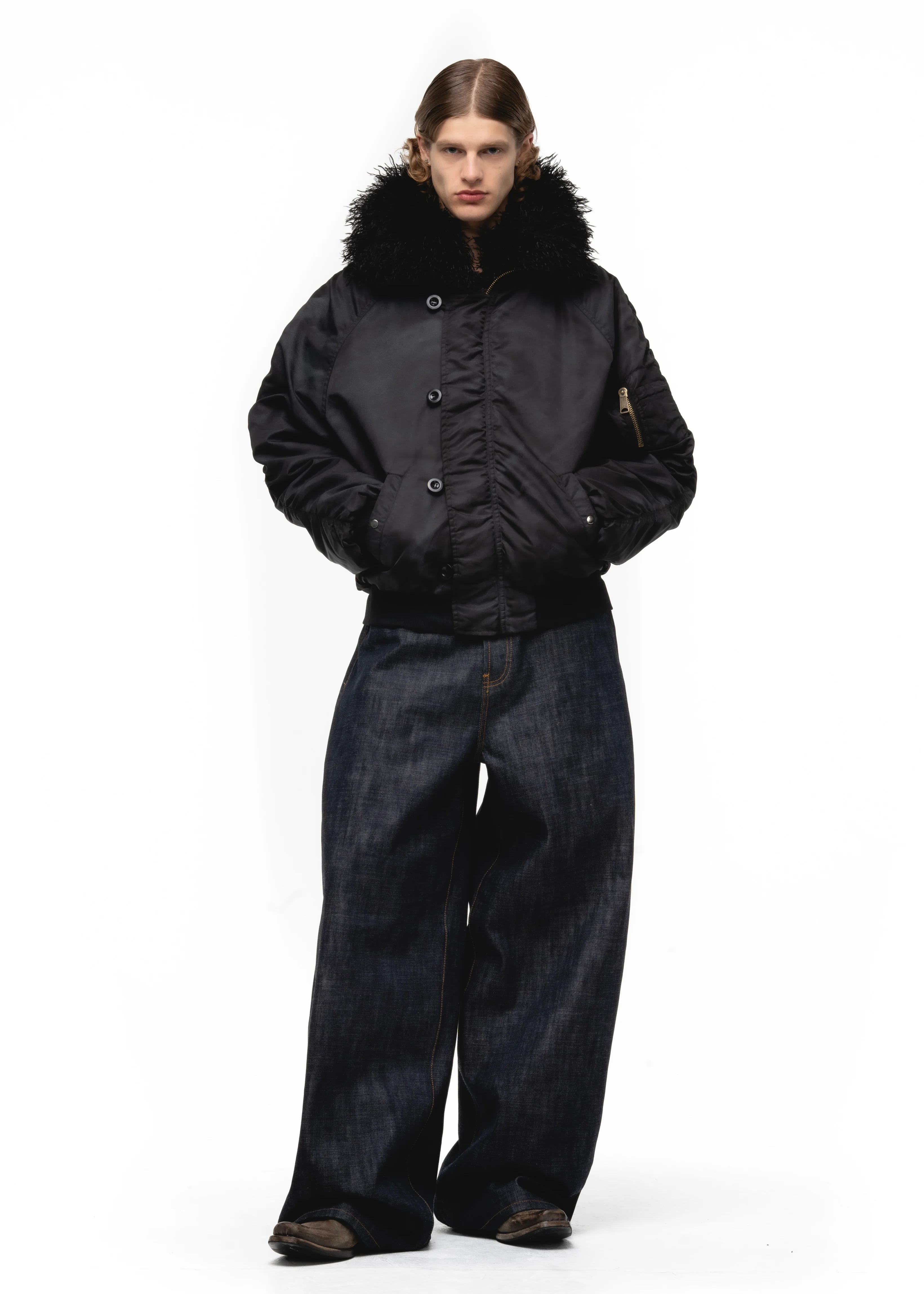 ASTRO FUR BOMBER JACKET BLACK - Image 3