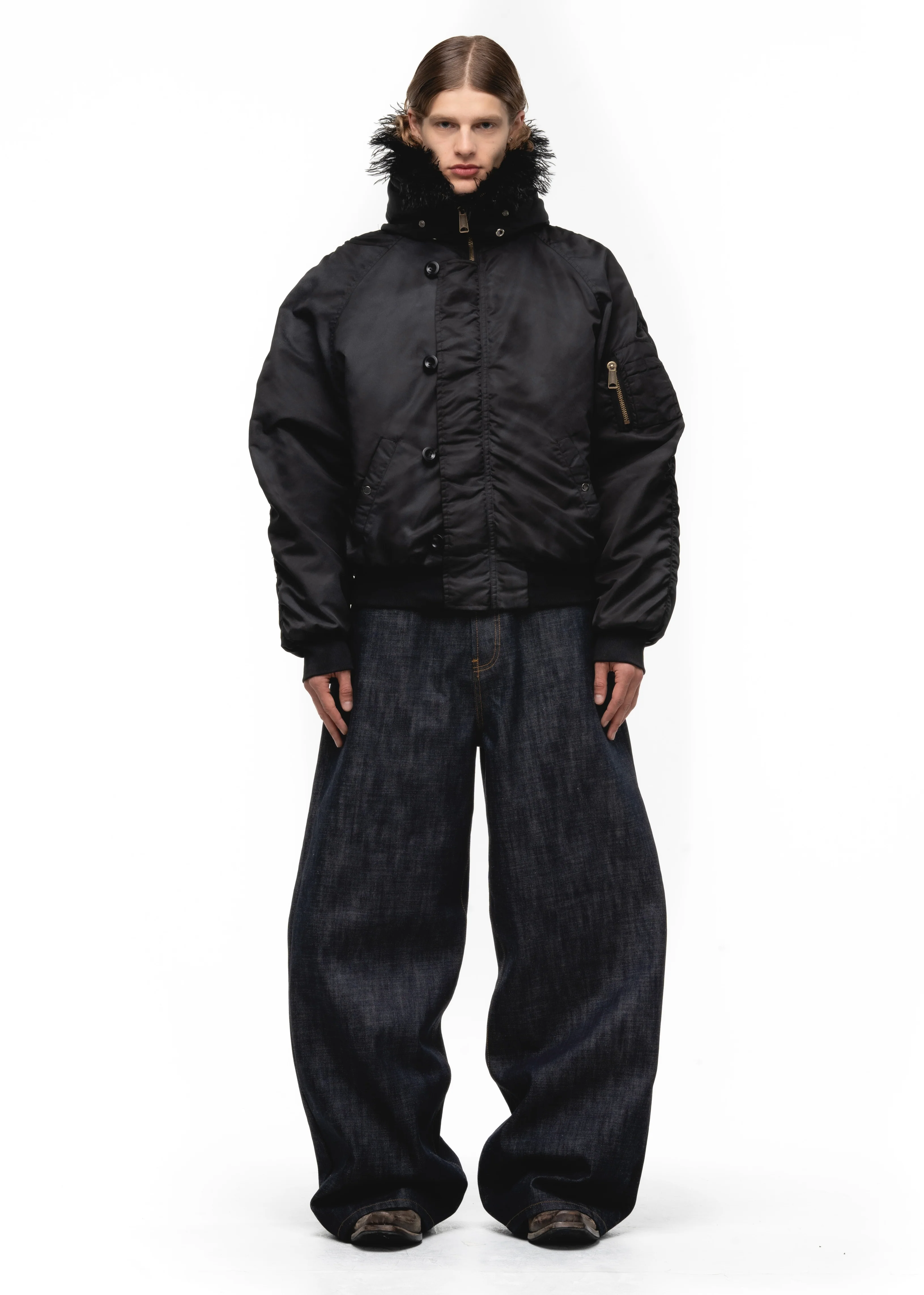 ASTRO FUR BOMBER JACKET BLACK - Image 5