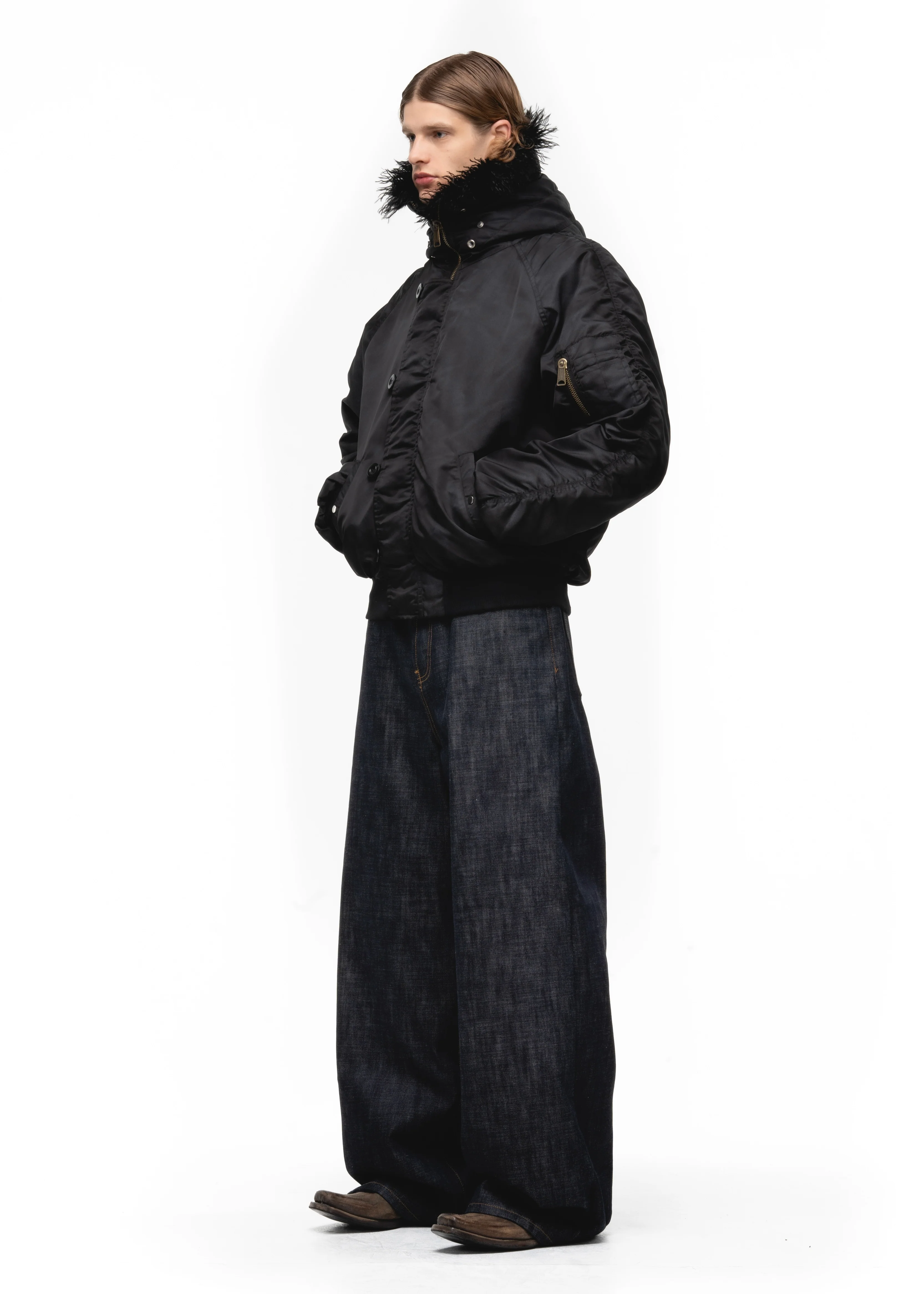 ASTRO FUR BOMBER JACKET BLACK - Image 6