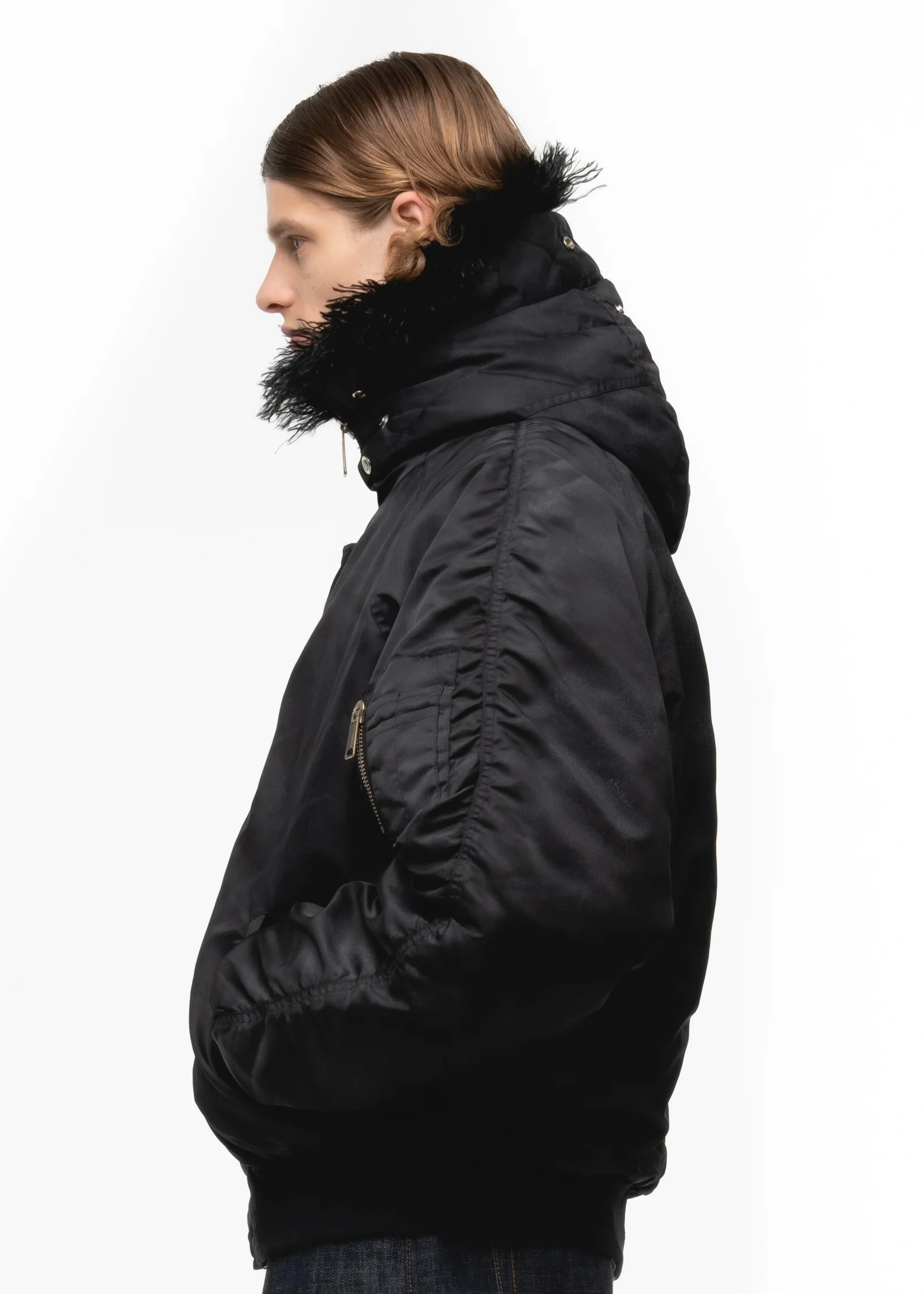 ASTRO FUR BOMBER JACKET BLACK - Image 7