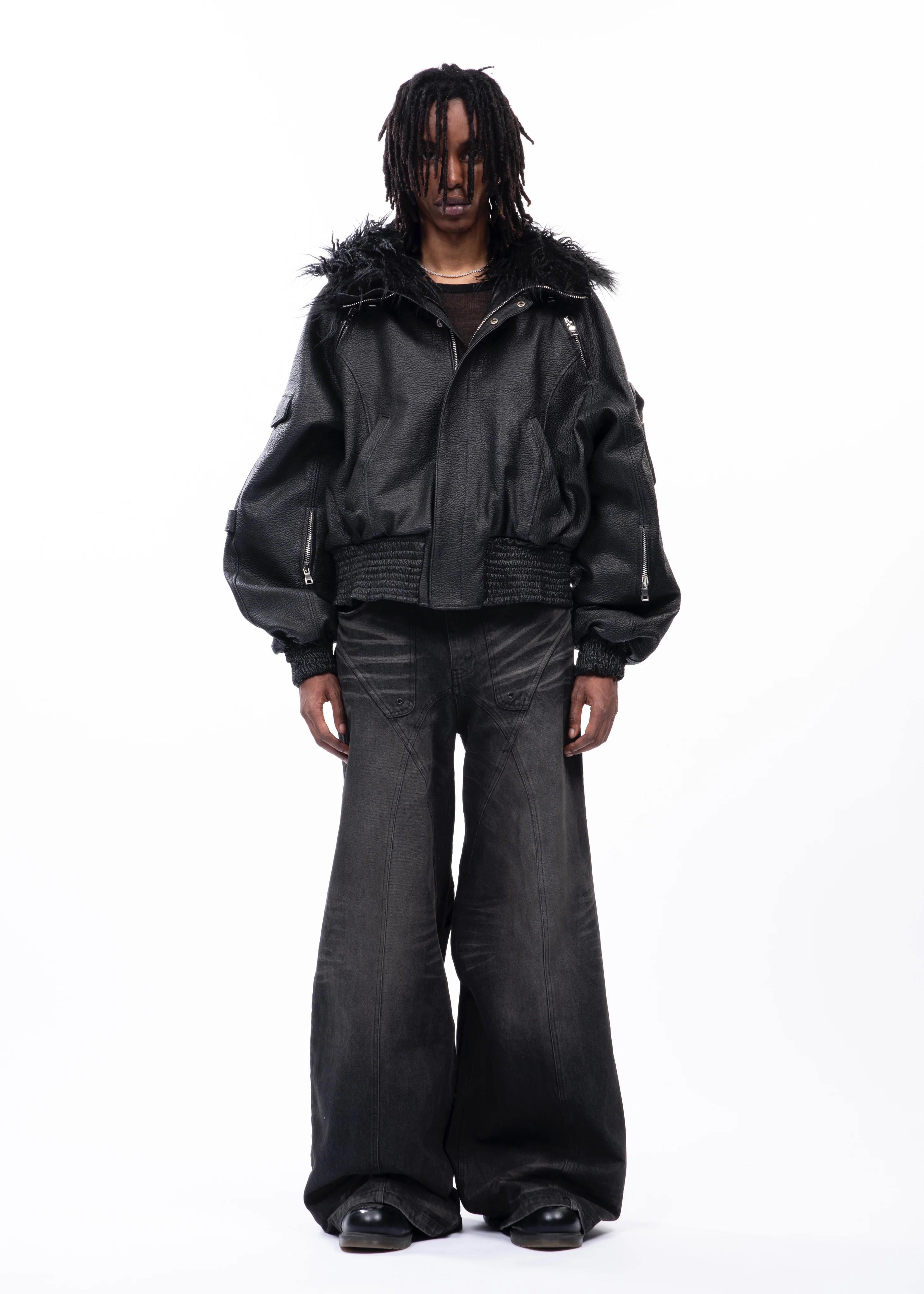 ASTRO FUR JACKET BLACK LEATHER - Image 3