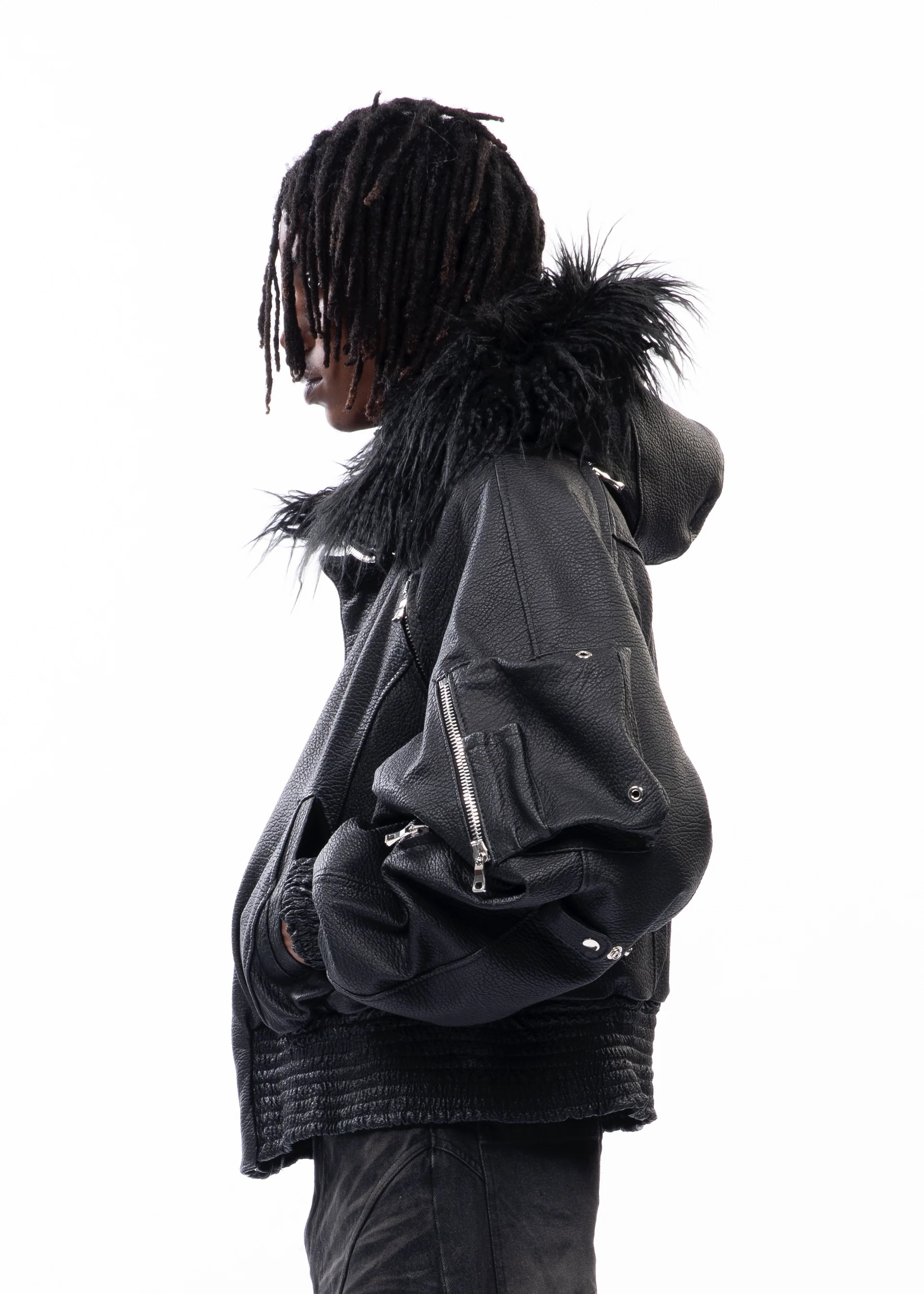 ASTRO FUR JACKET BLACK LEATHER - Image 4