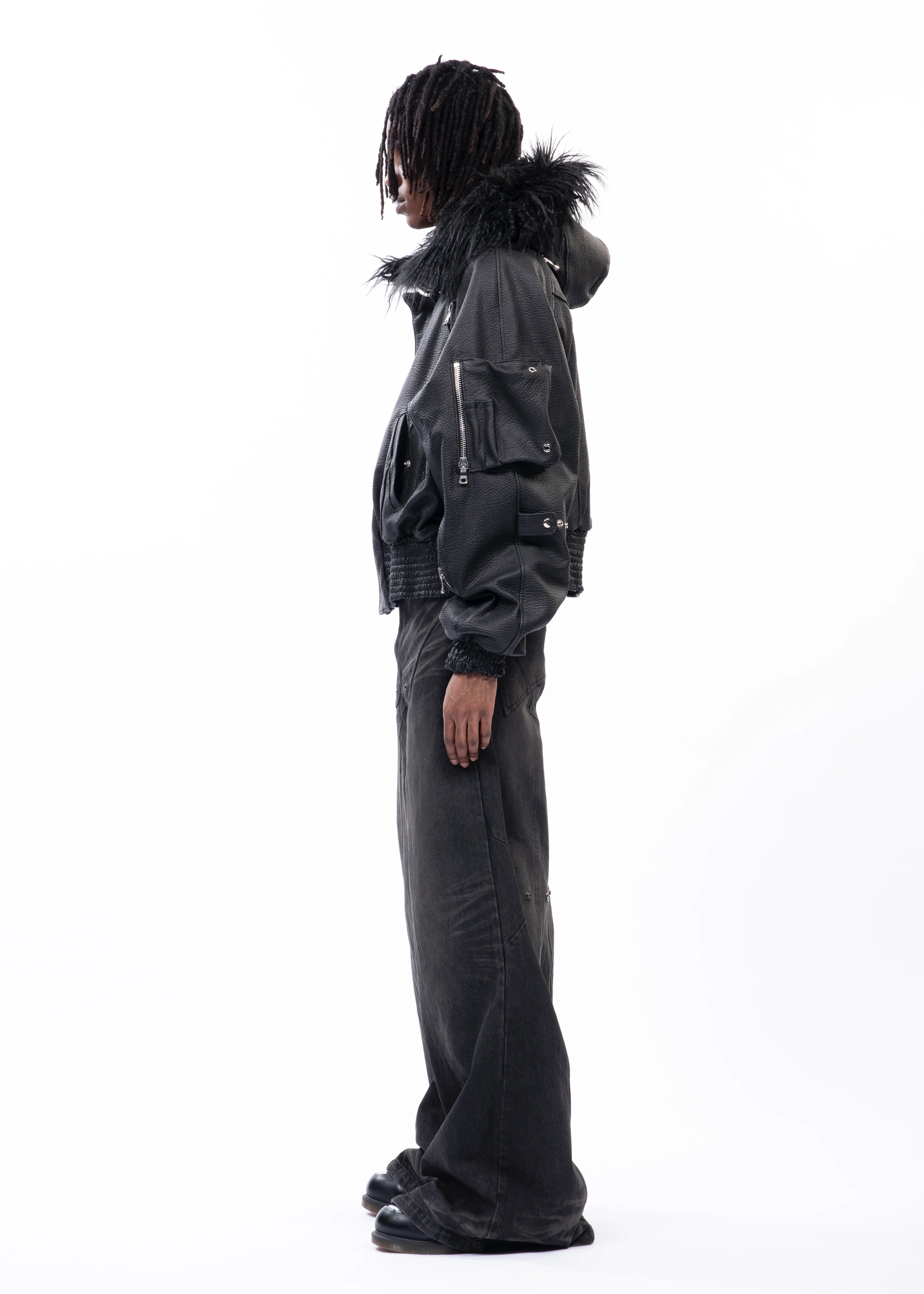 ASTRO FUR JACKET BLACK LEATHER - Image 5
