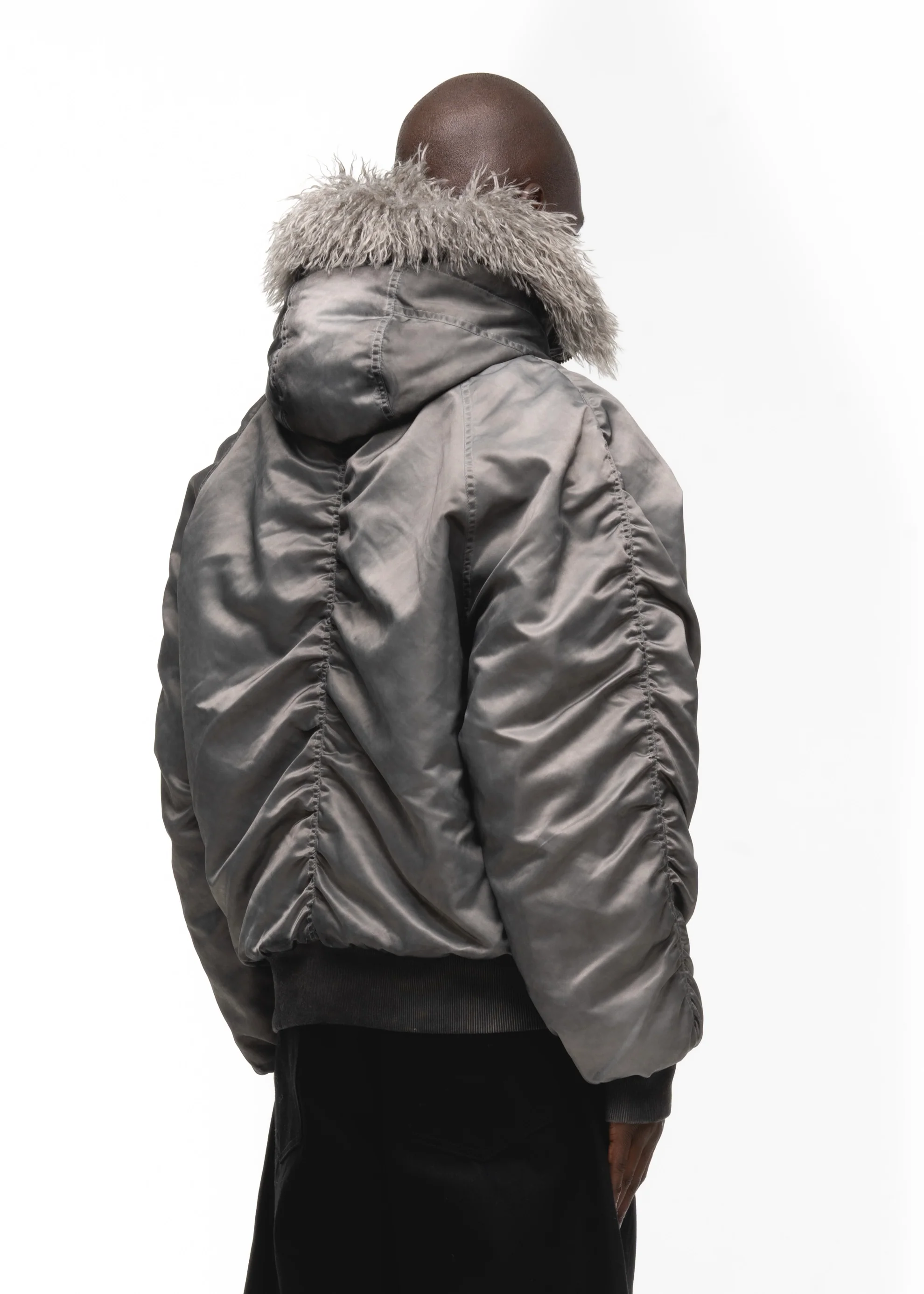 ASTRO FUR BOMBER JACKET GREY - Image 10