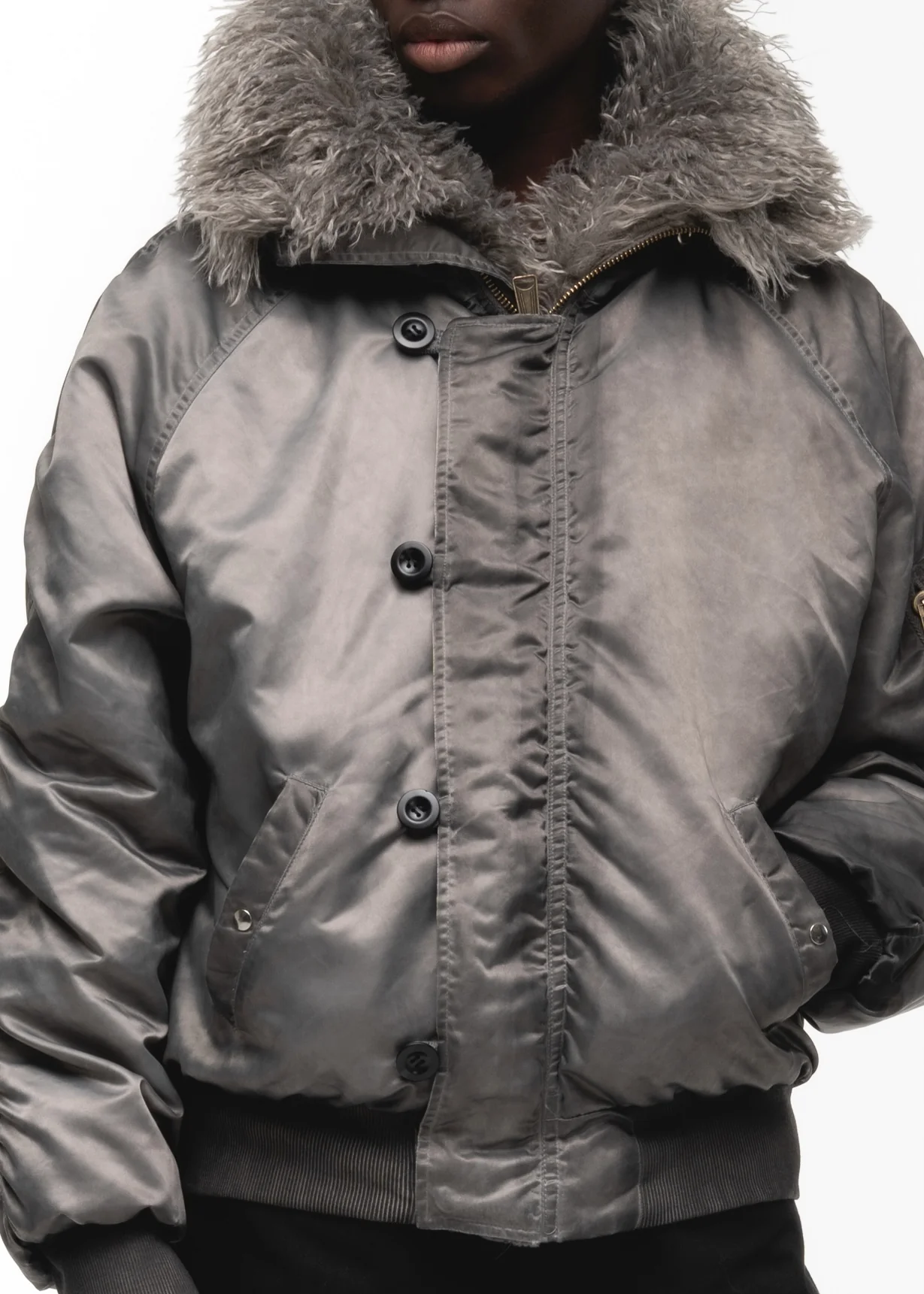 ASTRO FUR BOMBER JACKET GREY - Image 12