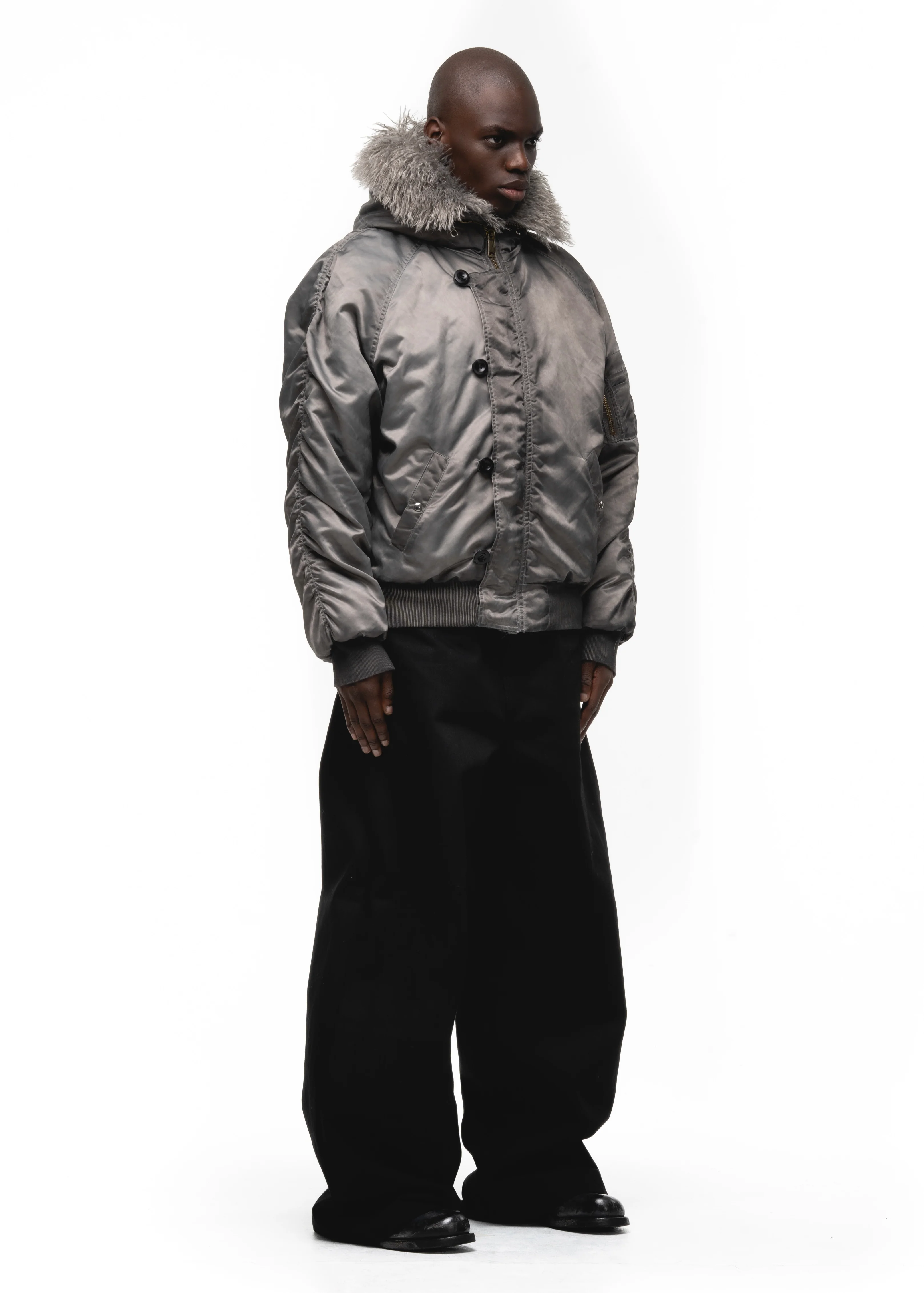 ASTRO FUR BOMBER JACKET GREY - Image 14