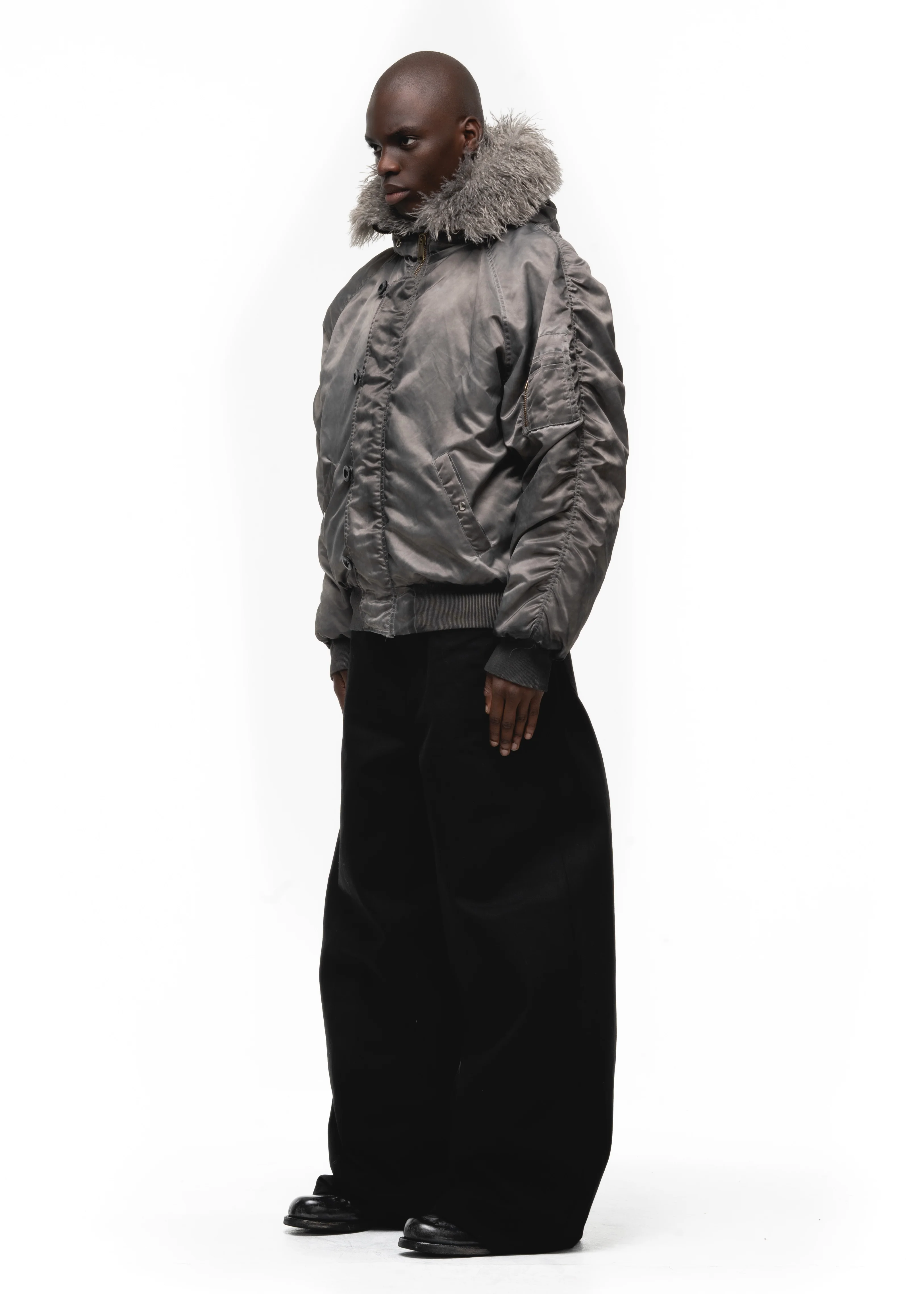 ASTRO FUR BOMBER JACKET GREY - Image 16