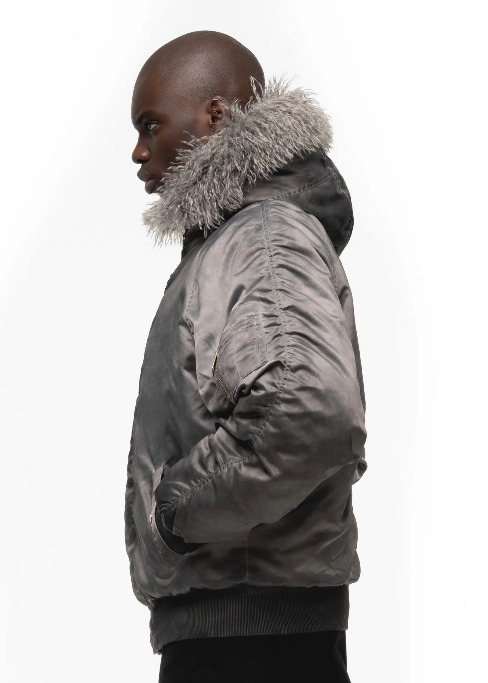 ASTRO FUR BOMBER JACKET GREY - Image 7