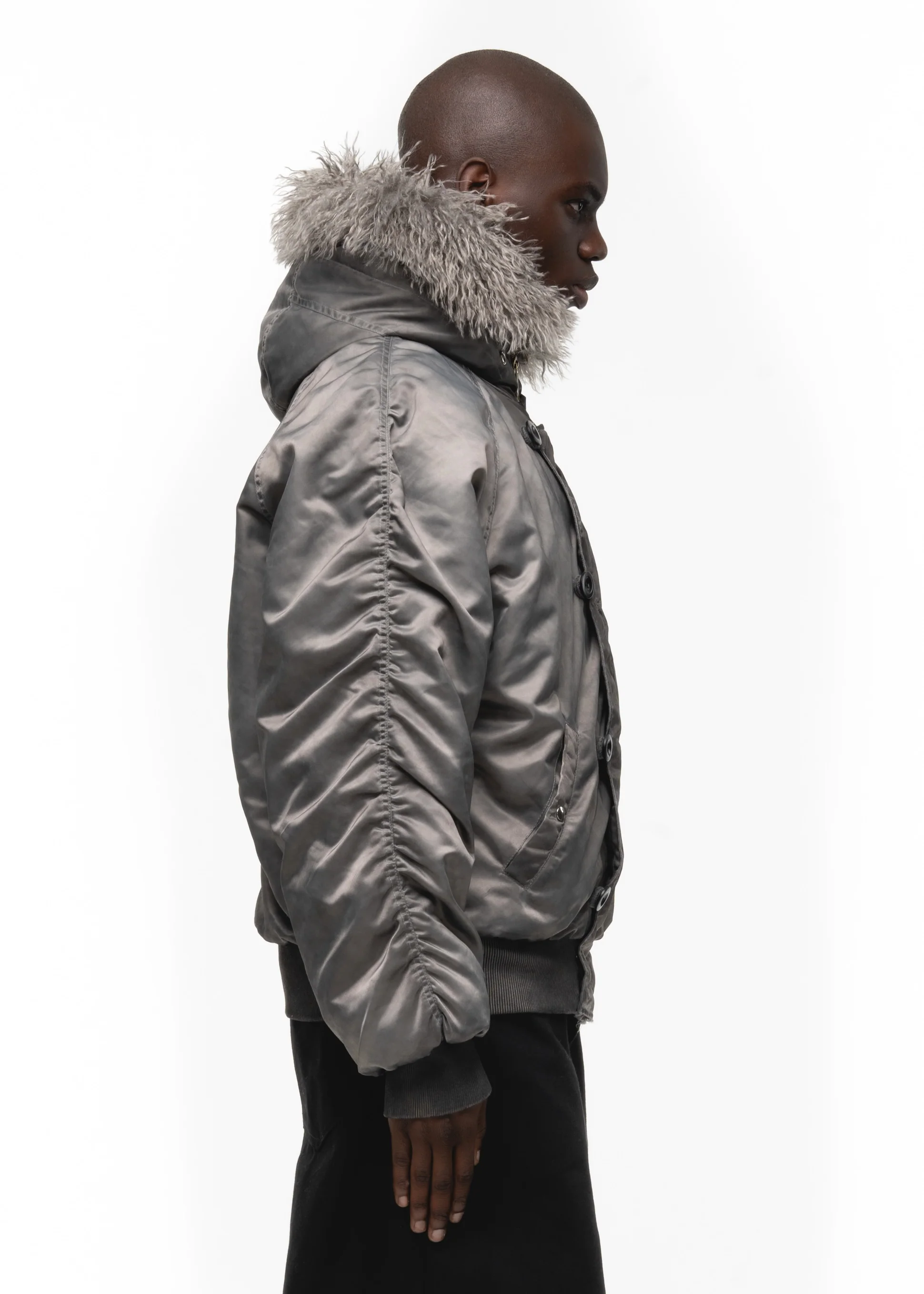ASTRO FUR BOMBER JACKET GREY - Image 9