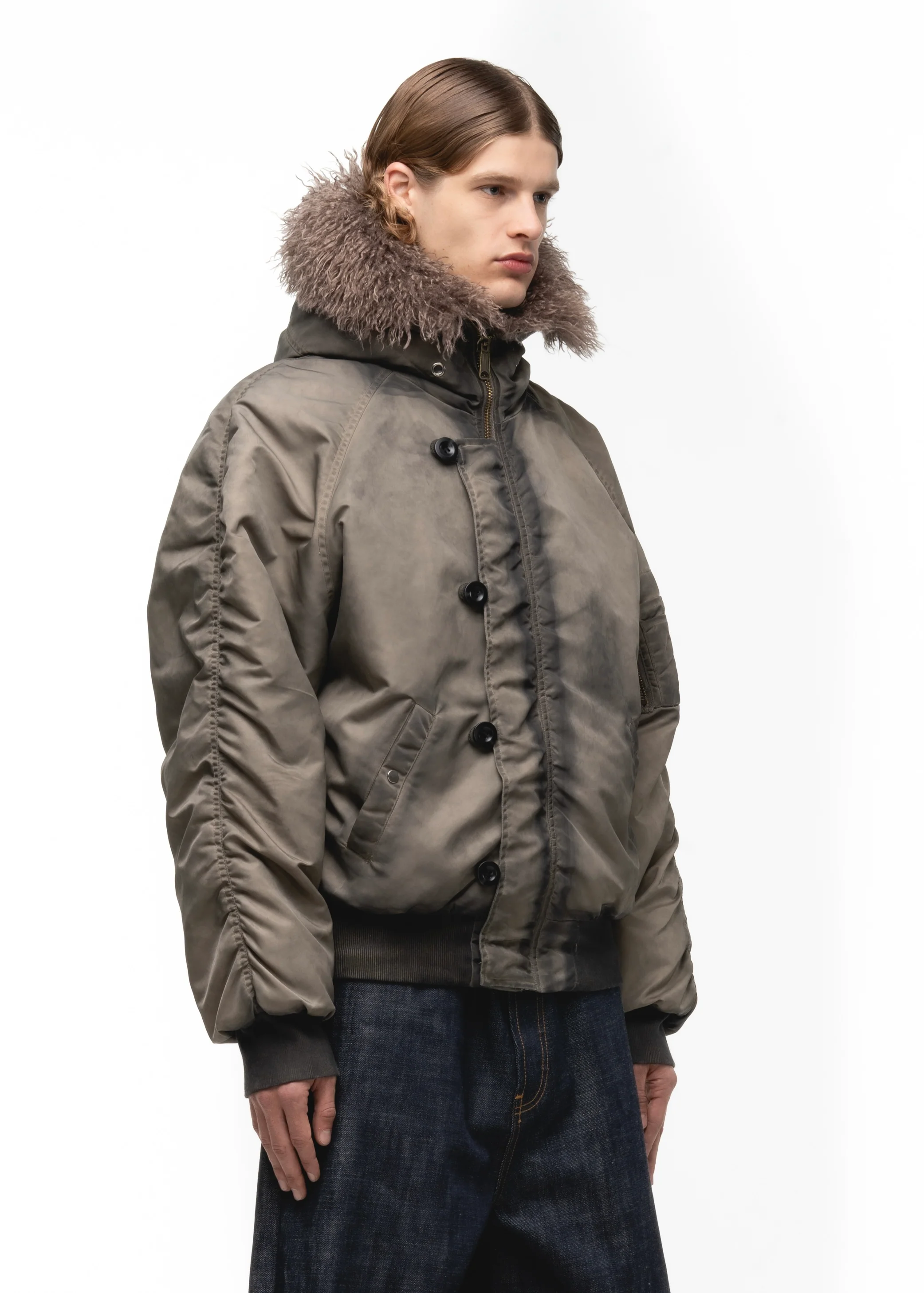 ASTRO FUR BOMBER JACKET USED BEIGE - Image 12