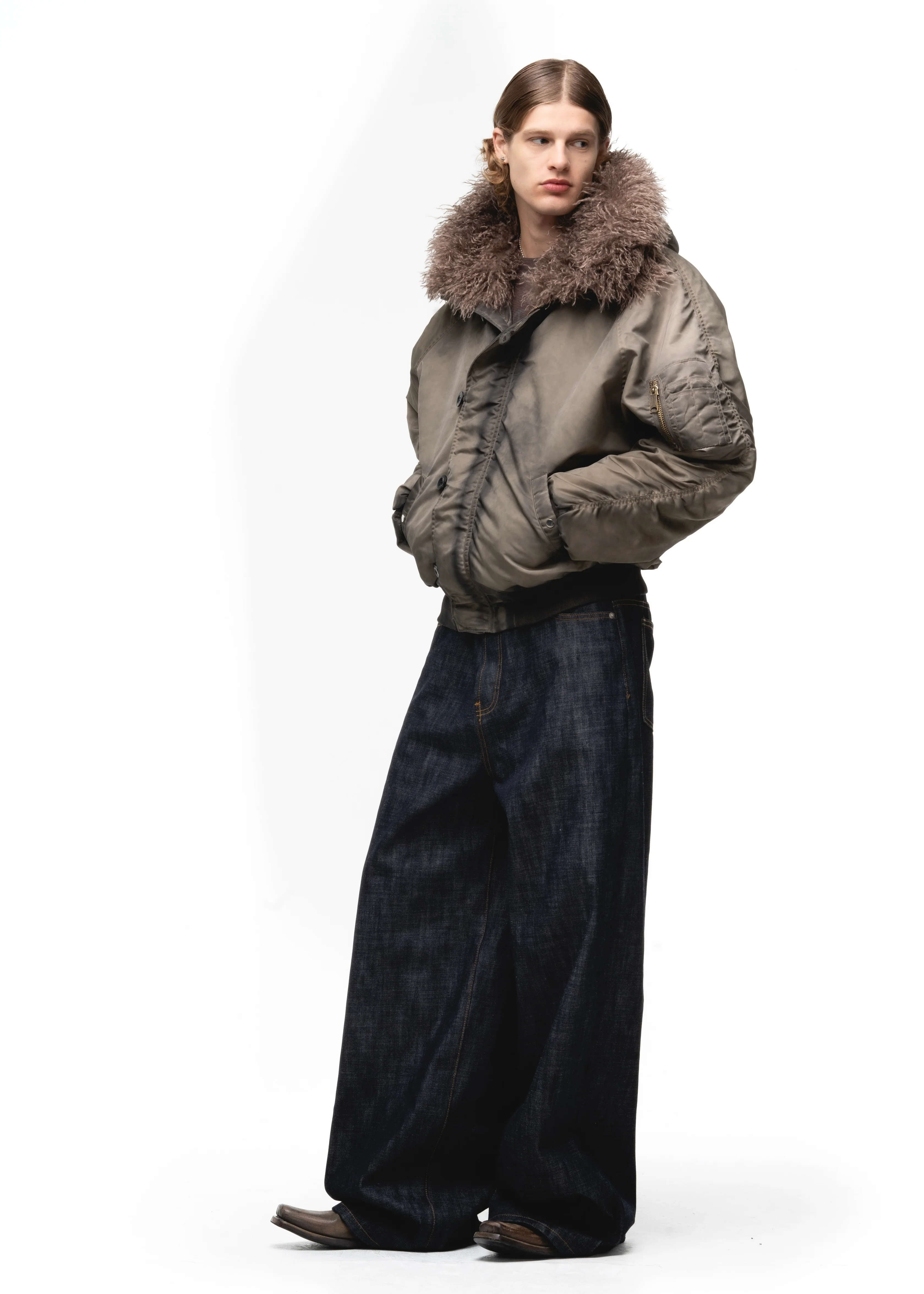 ASTRO FUR BOMBER JACKET USED BEIGE - Image 14