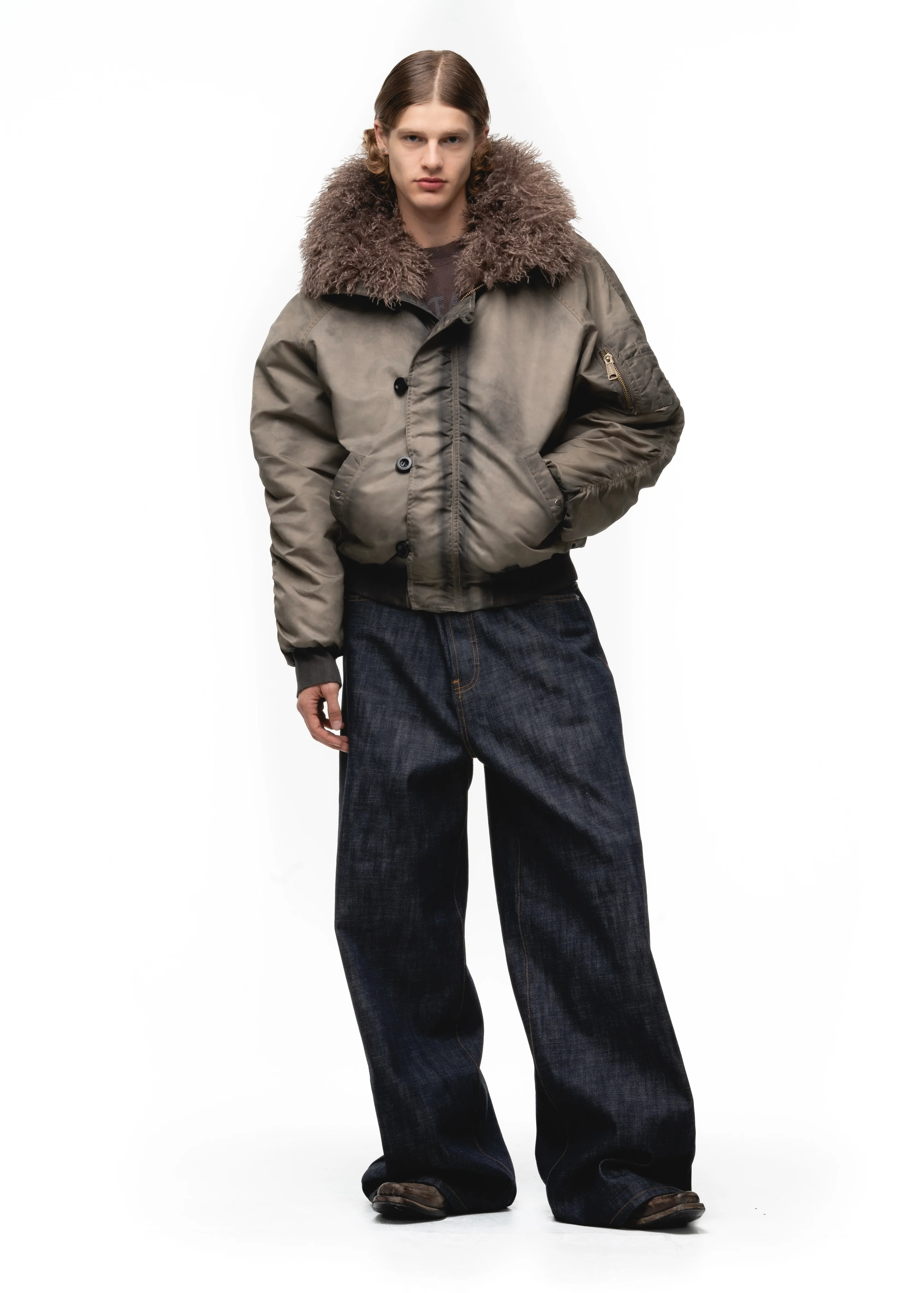 ASTRO FUR BOMBER JACKET USED BEIGE - Image 15