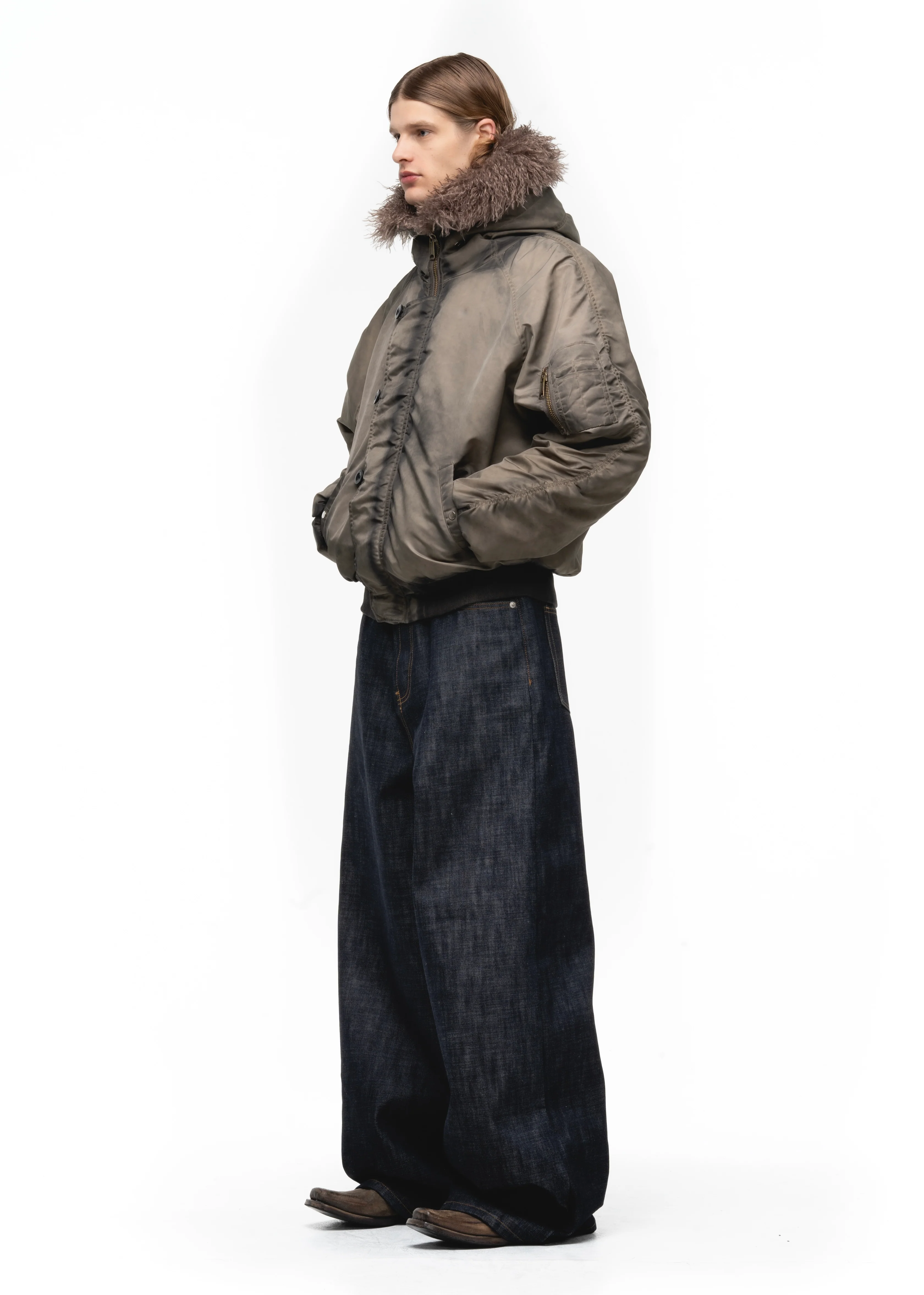 ASTRO FUR BOMBER JACKET USED BEIGE - Image 6
