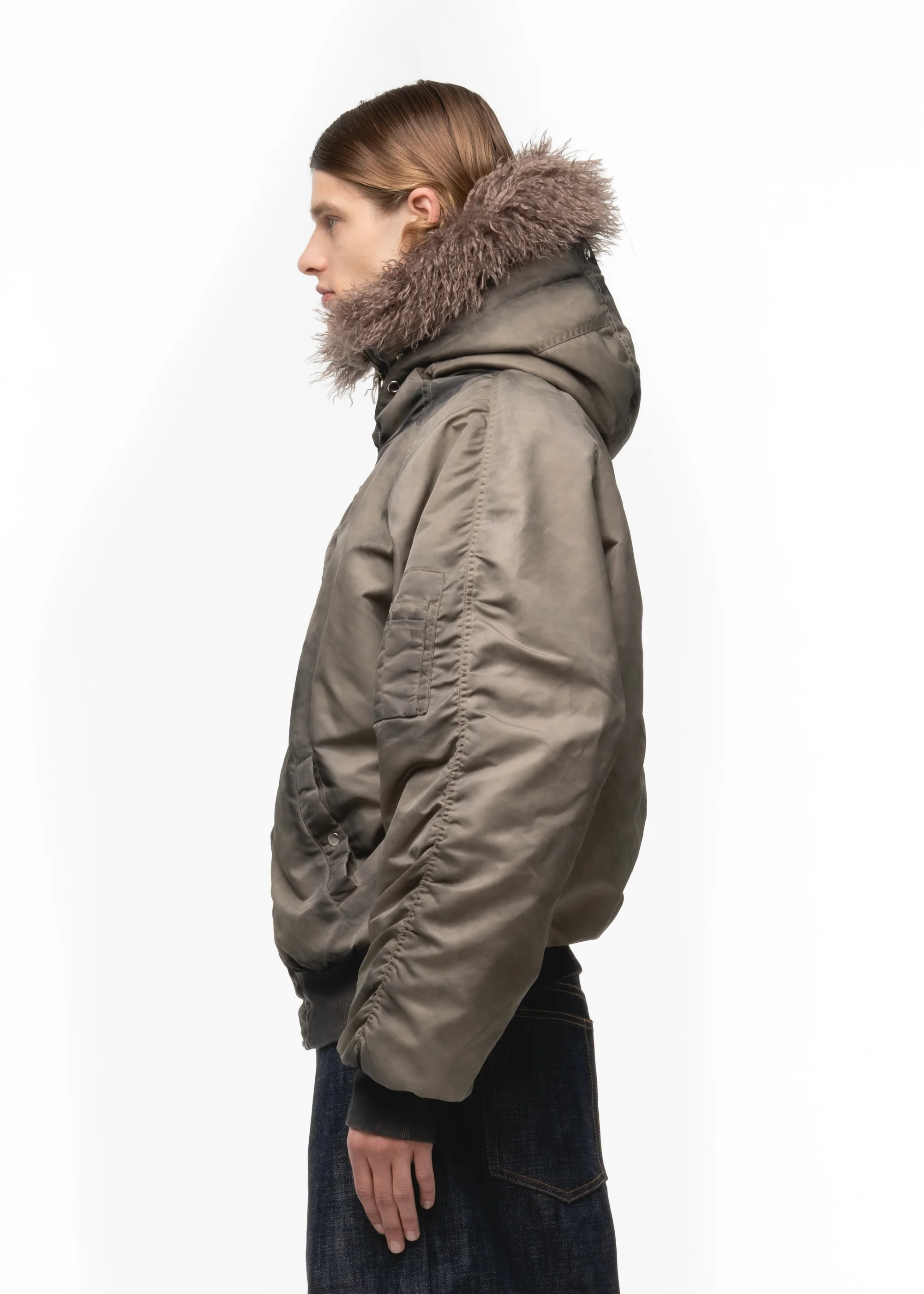 ASTRO FUR BOMBER JACKET USED BEIGE - Image 7
