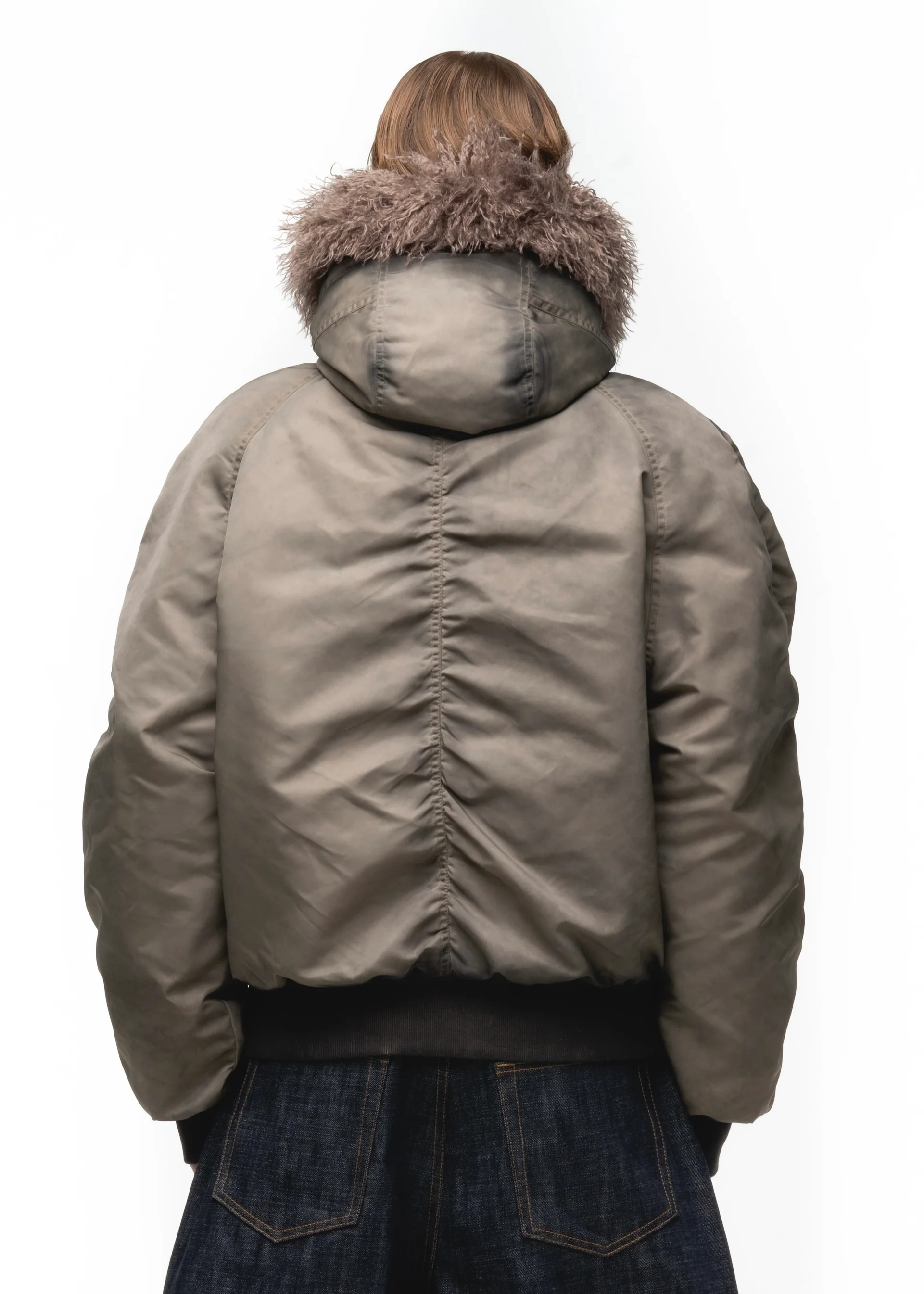ASTRO FUR BOMBER JACKET USED BEIGE - Image 8