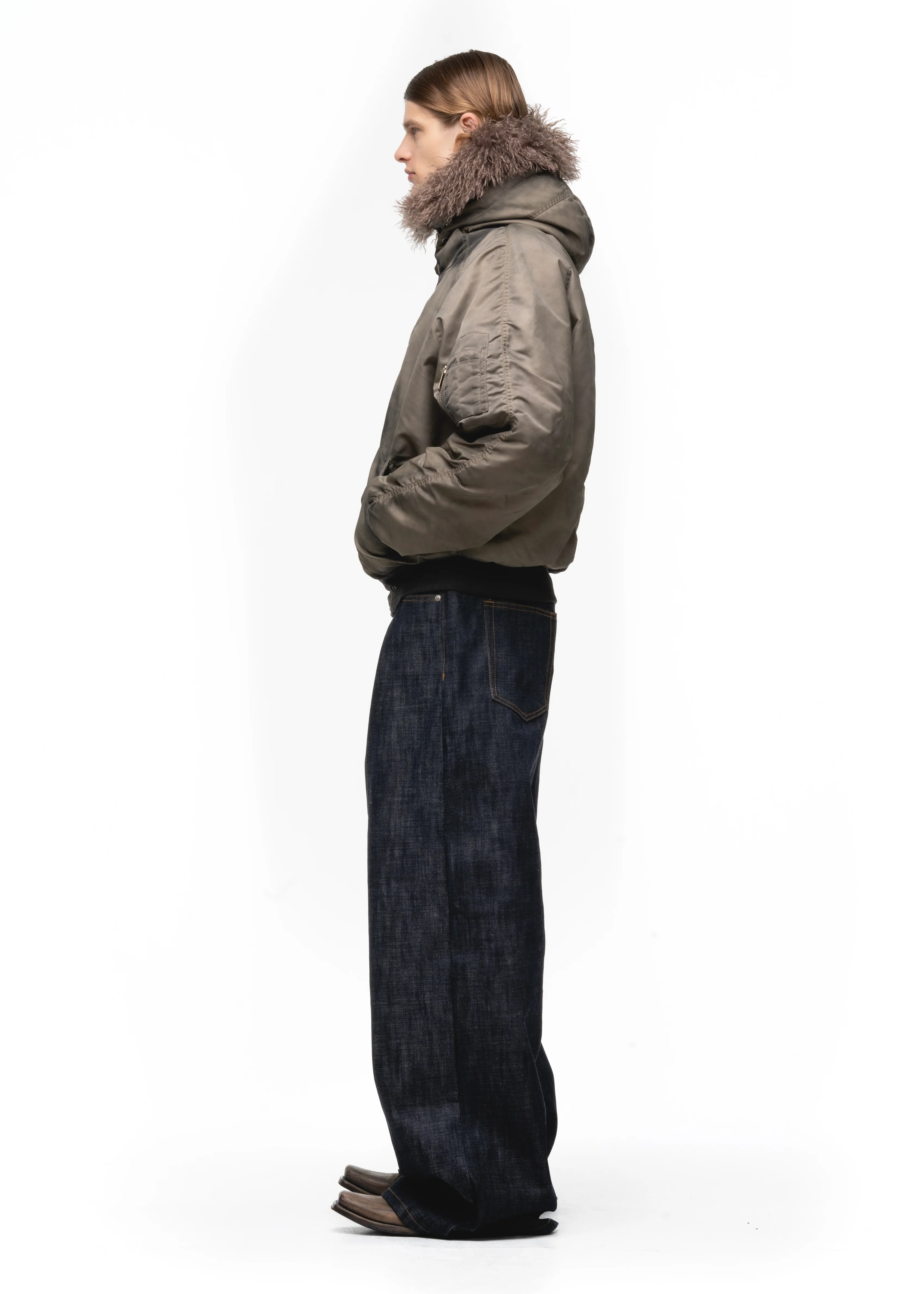 ASTRO FUR BOMBER JACKET USED BEIGE - Image 9
