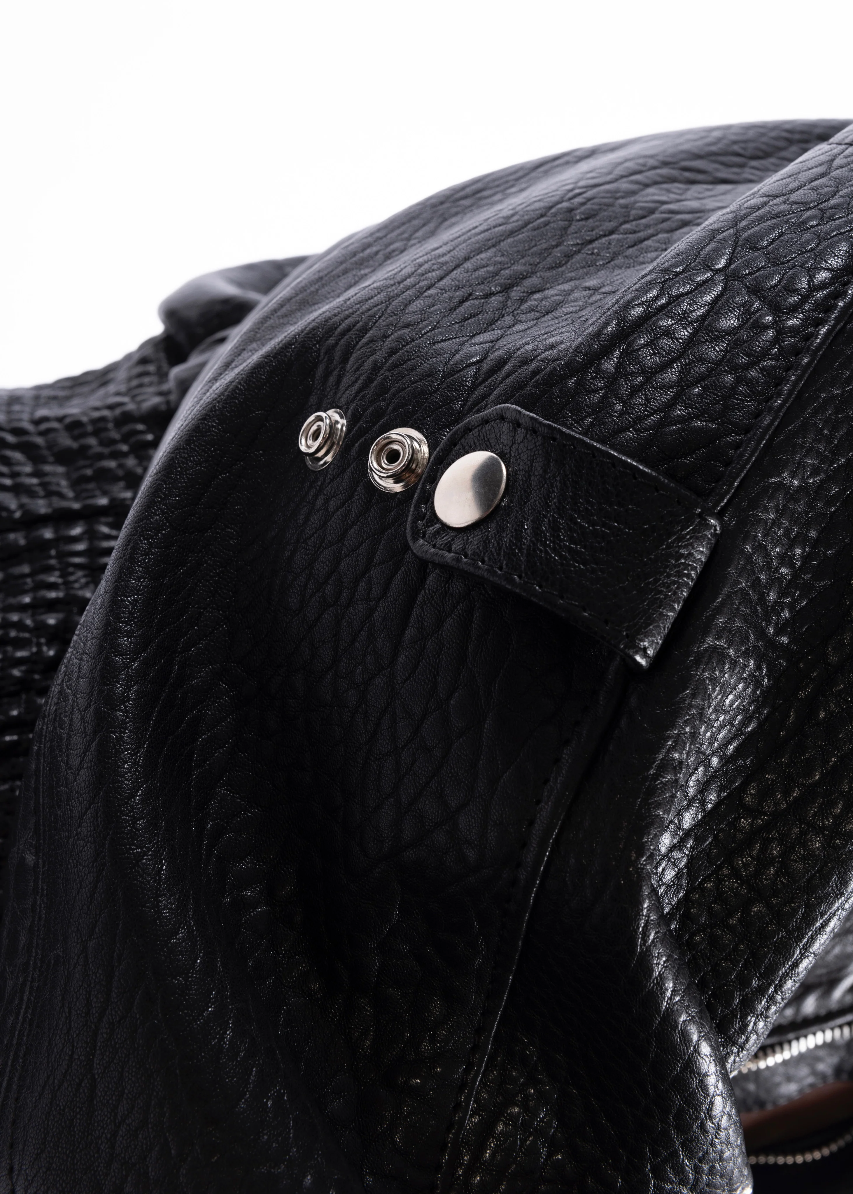 BLACK DRIED CONCRETE LEATHER BOMBER - Image 13