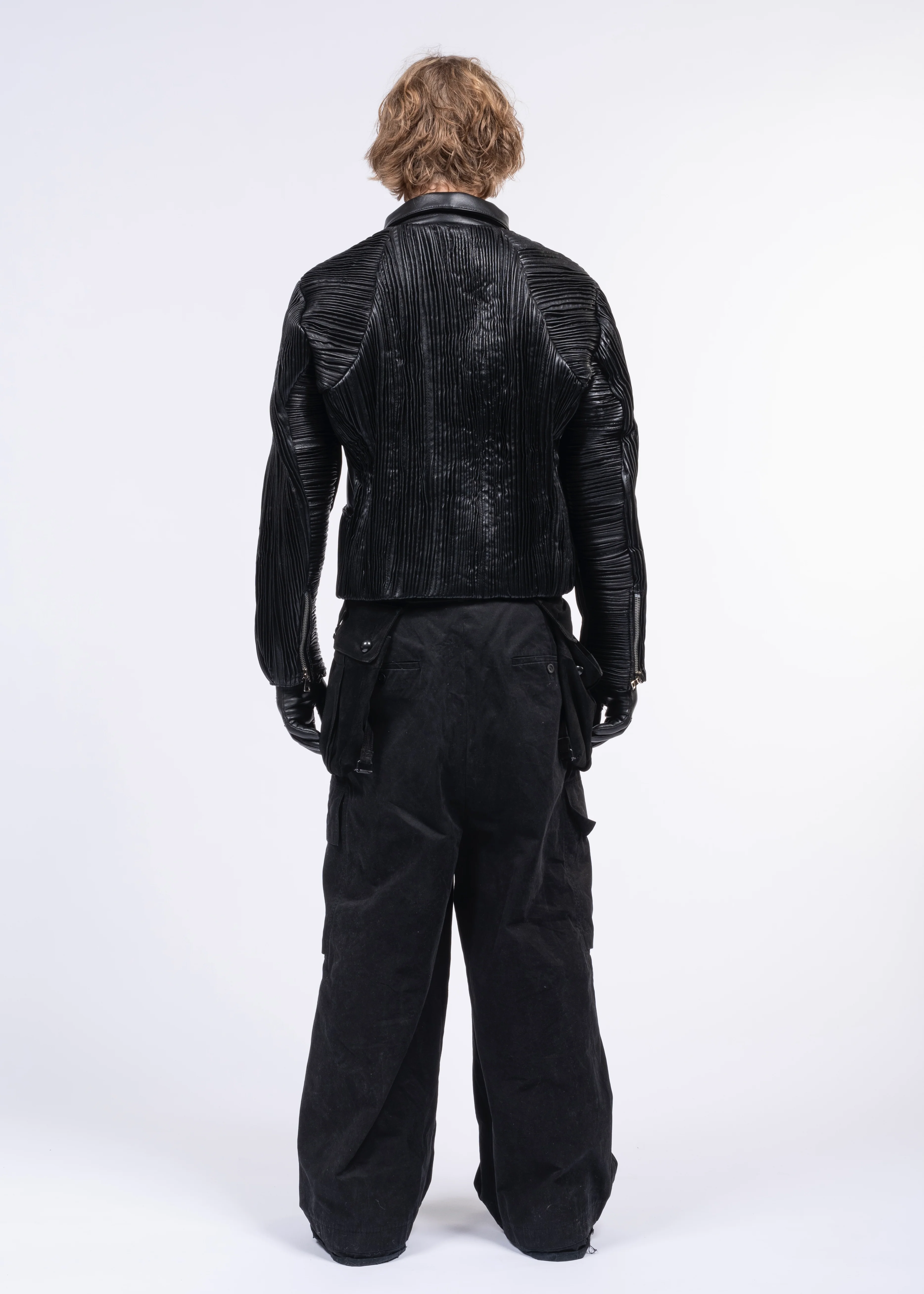 LEATHER PLISSE JACKET MENS - Image 4
