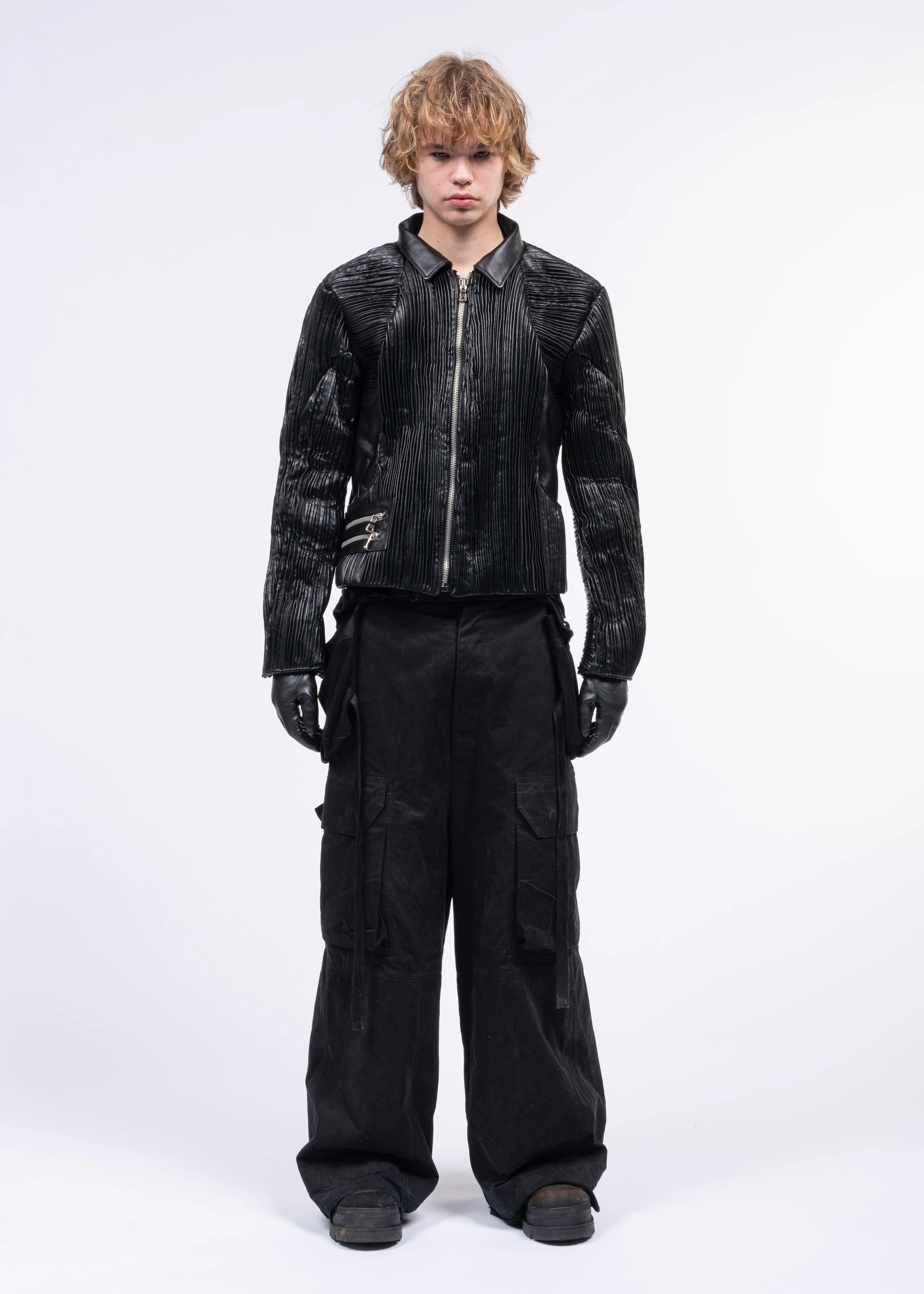 LEATHER PLISSE JACKET MENS - Image 7