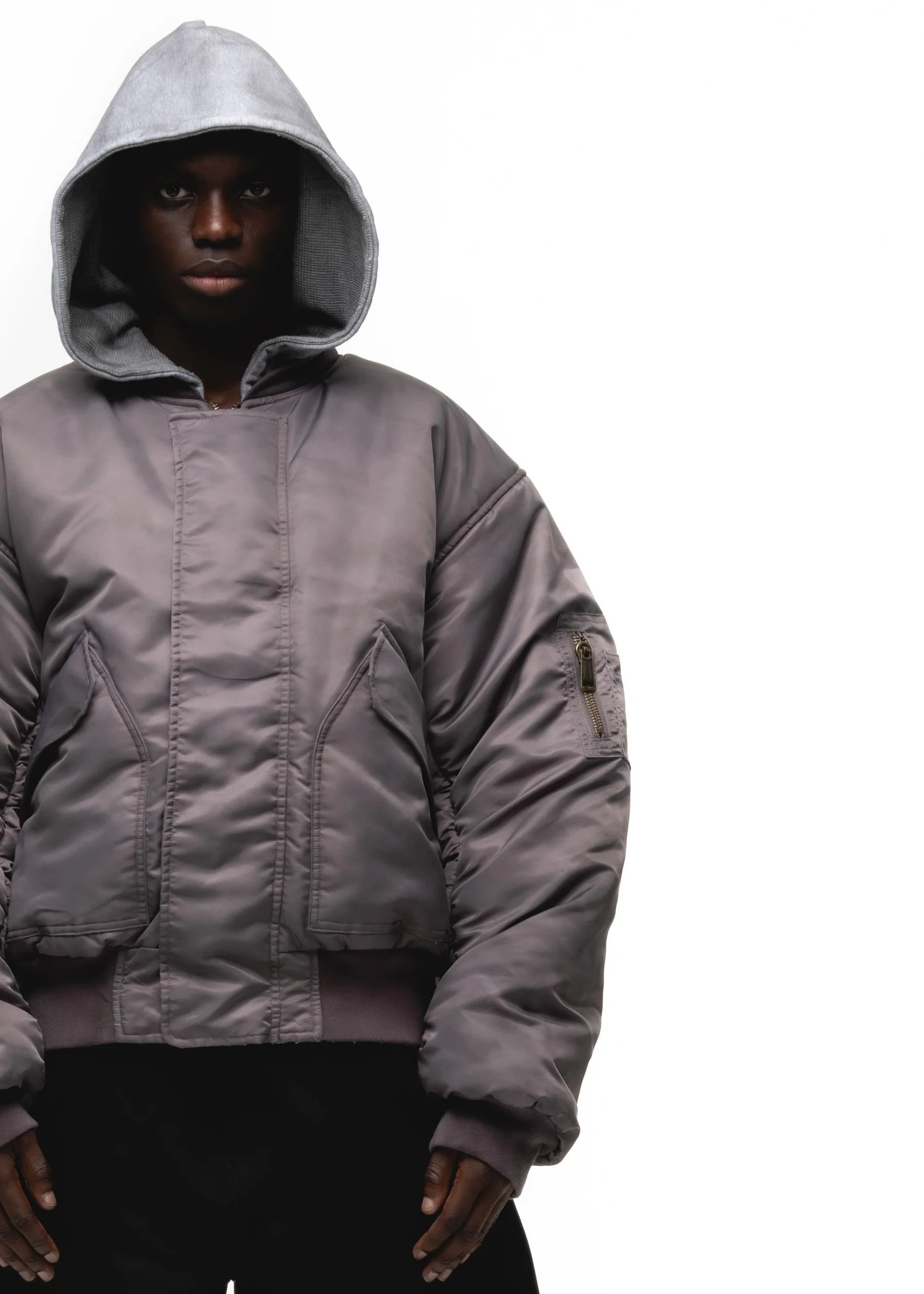 BASIC REVERSIBLE WAFFLE BOMBER BURGUNDY - Image 12