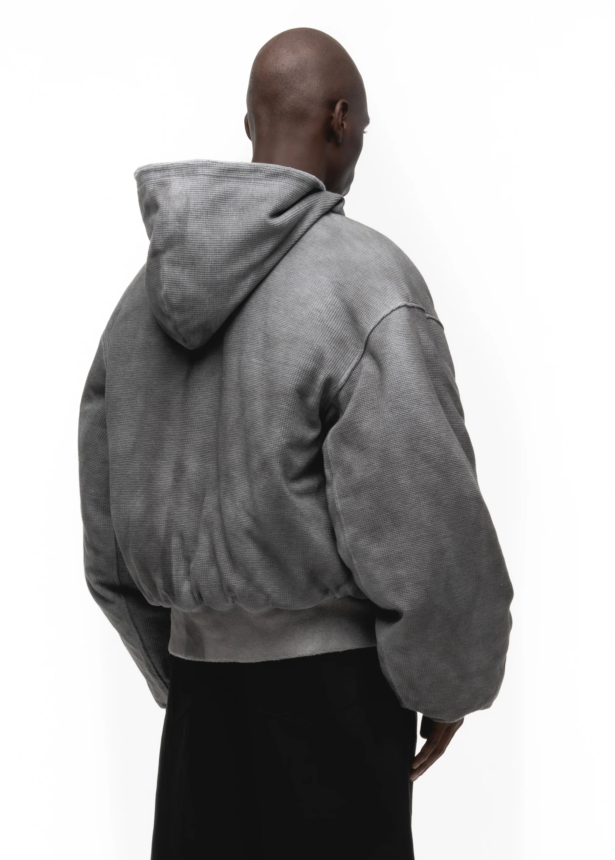 BASIC REVERSIBLE WAFFLE BOMBER BURGUNDY - Image 13