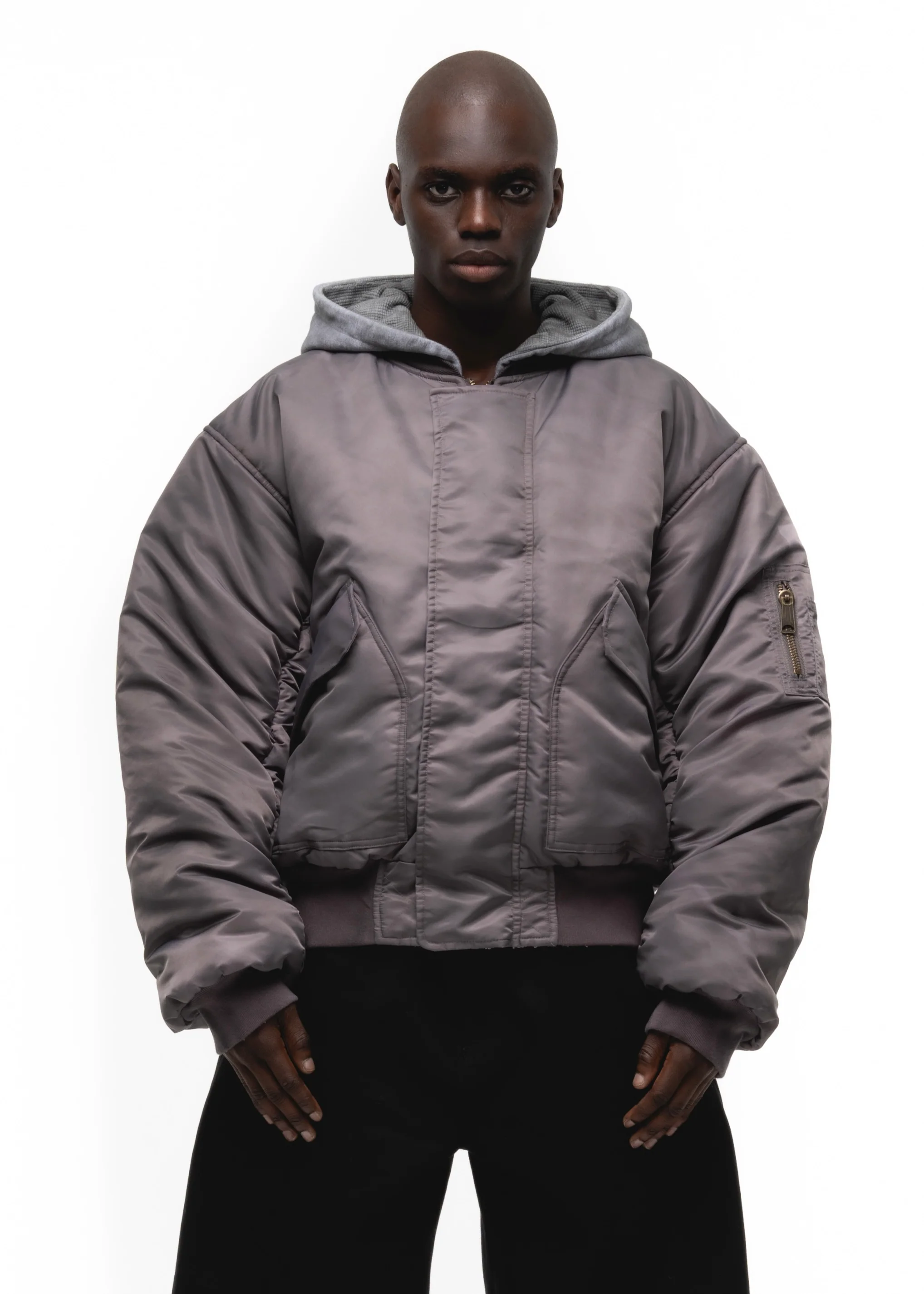 BASIC REVERSIBLE WAFFLE BOMBER BURGUNDY - Image 3