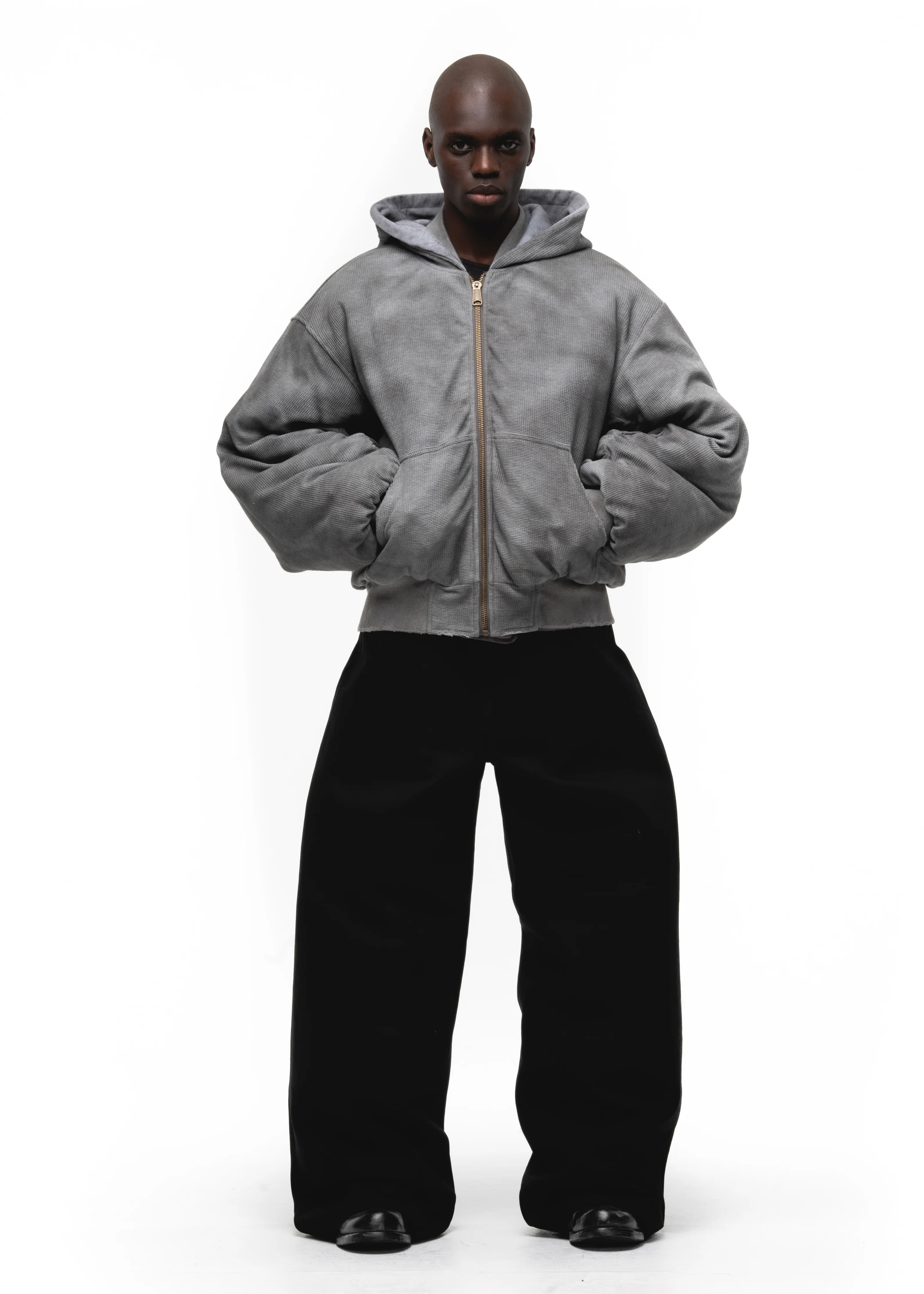 BASIC REVERSIBLE WAFFLE BOMBER BURGUNDY - Image 7