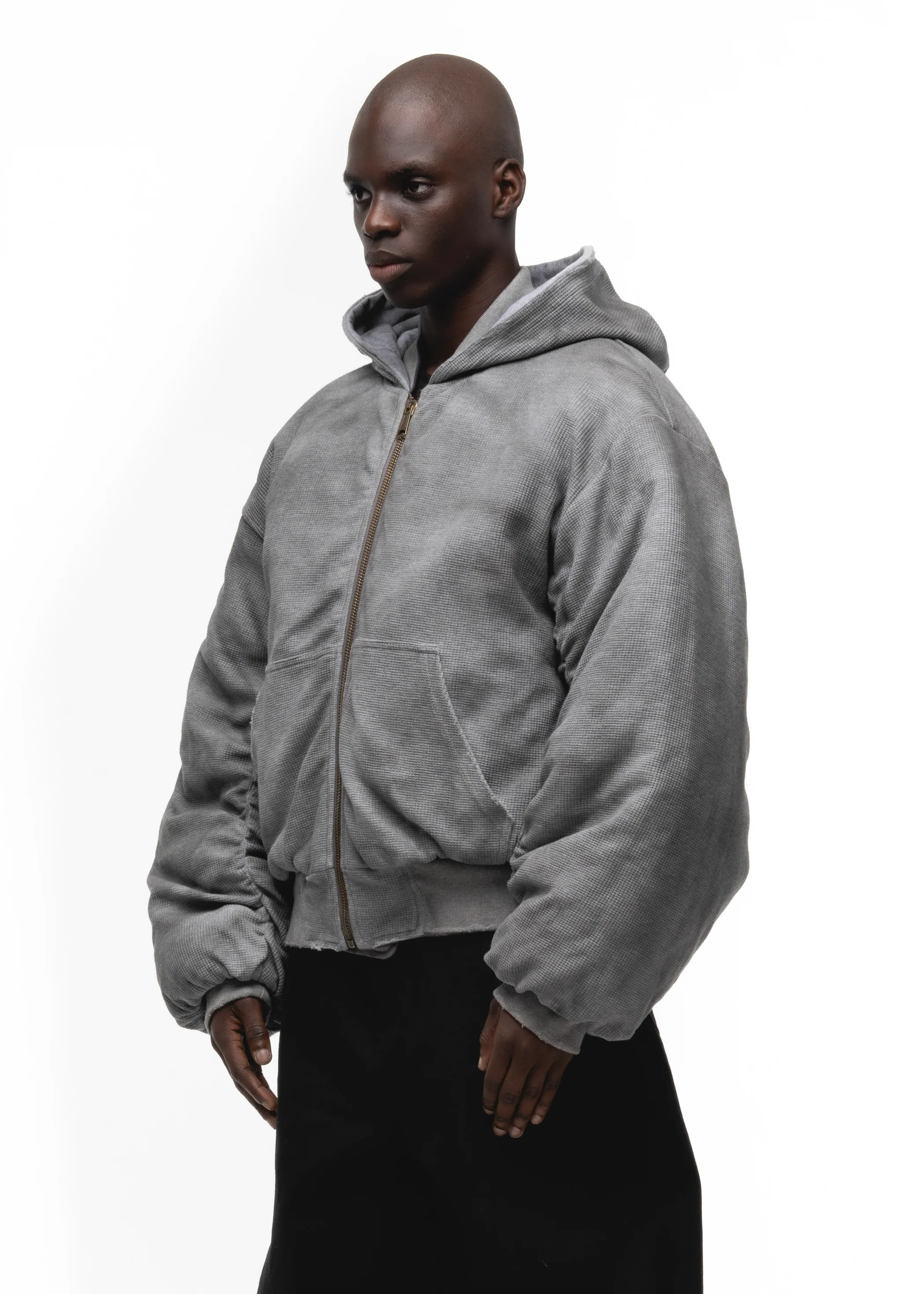 BASIC REVERSIBLE WAFFLE BOMBER BURGUNDY - Image 9