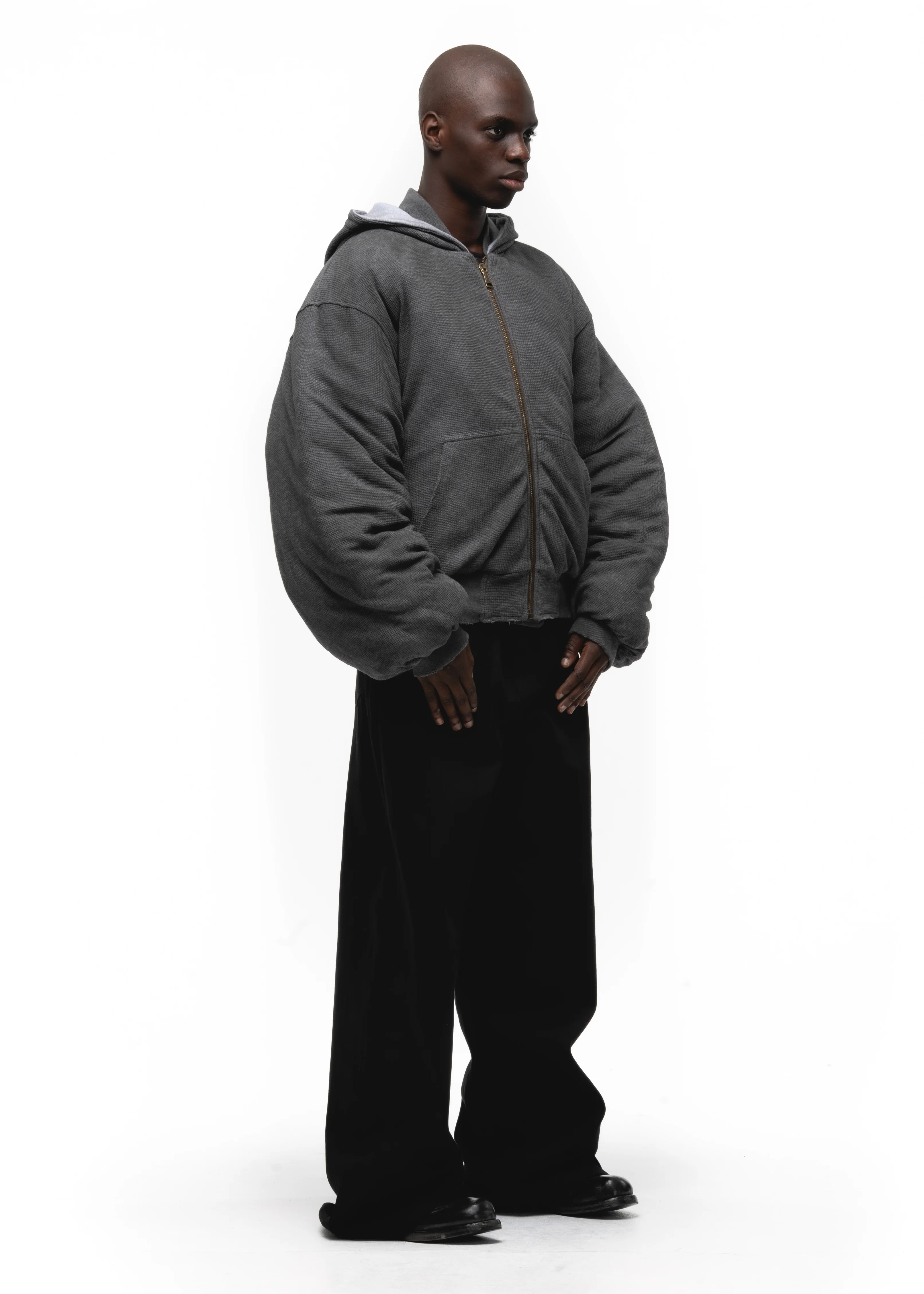BASIC REVERSIBLE WAFFLE BOMBER GREY - Image 11