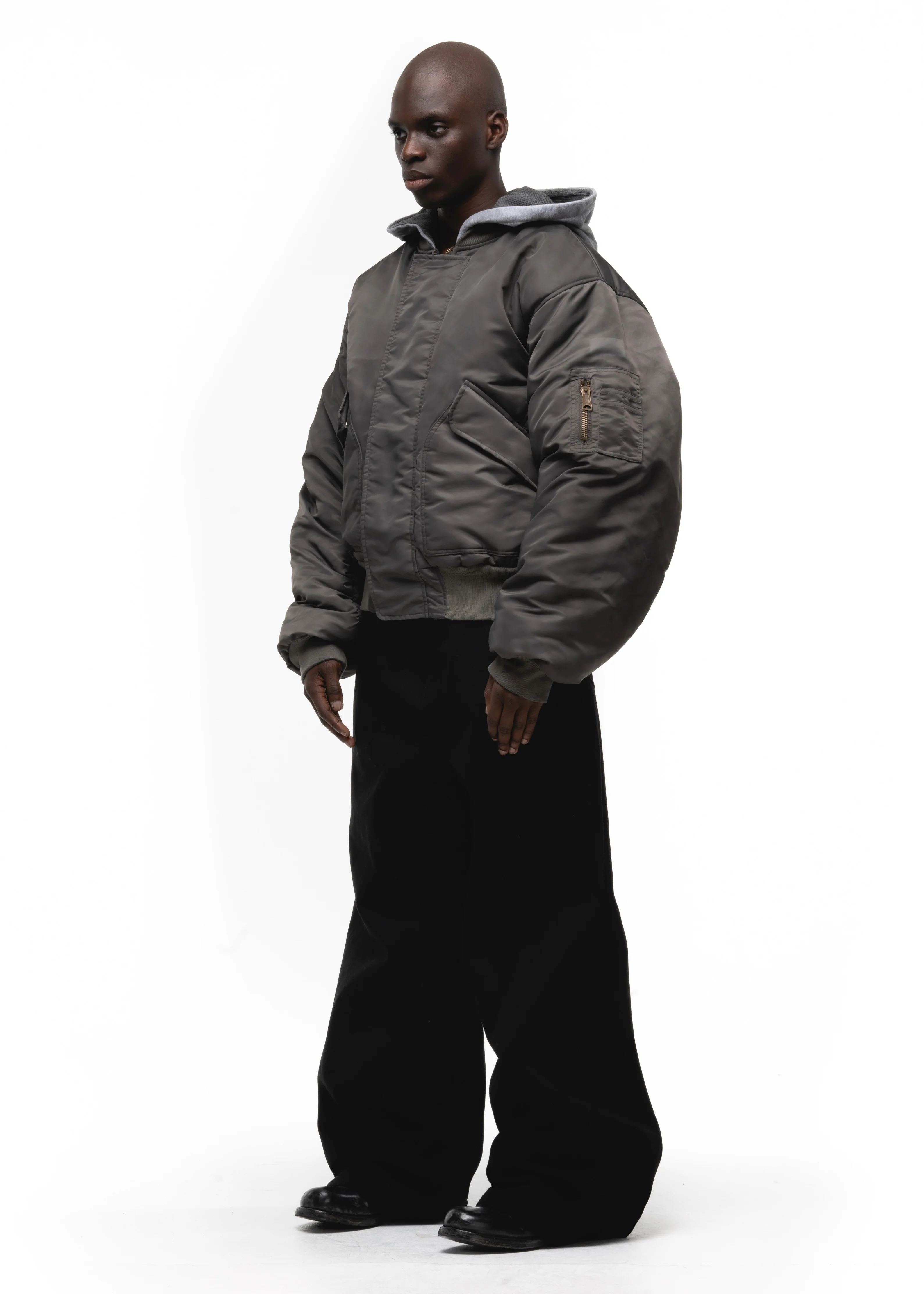 BASIC REVERSIBLE WAFFLE BOMBER GREY - Image 4