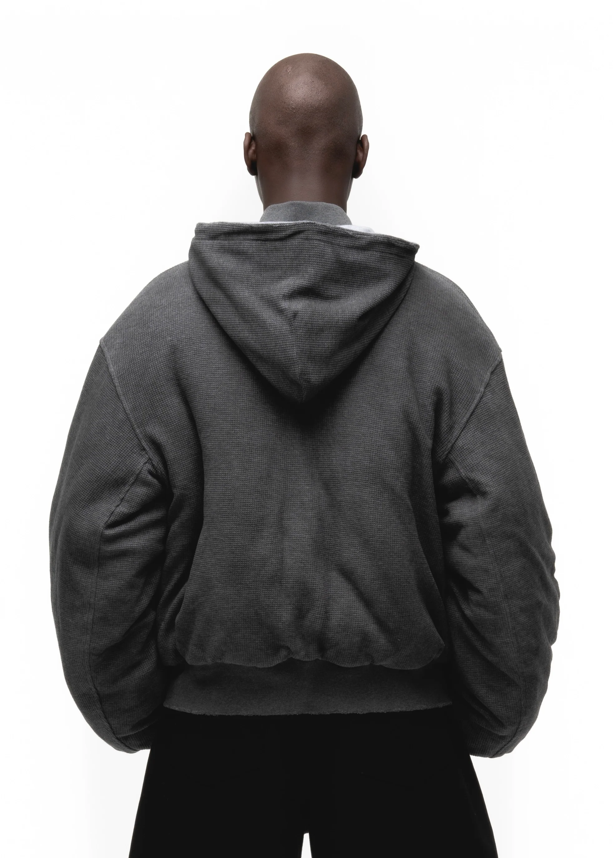BASIC REVERSIBLE WAFFLE BOMBER GREY - Image 7