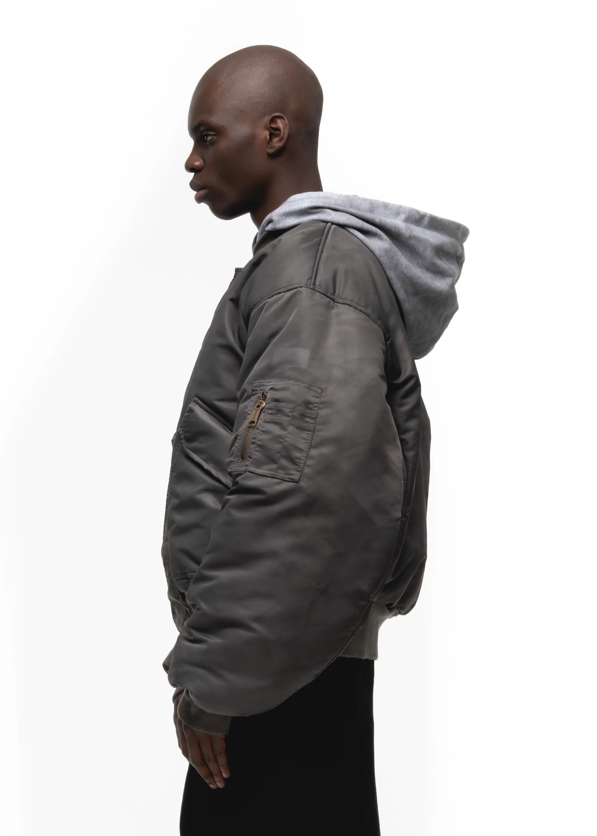 BASIC REVERSIBLE WAFFLE BOMBER GREY - Image 8