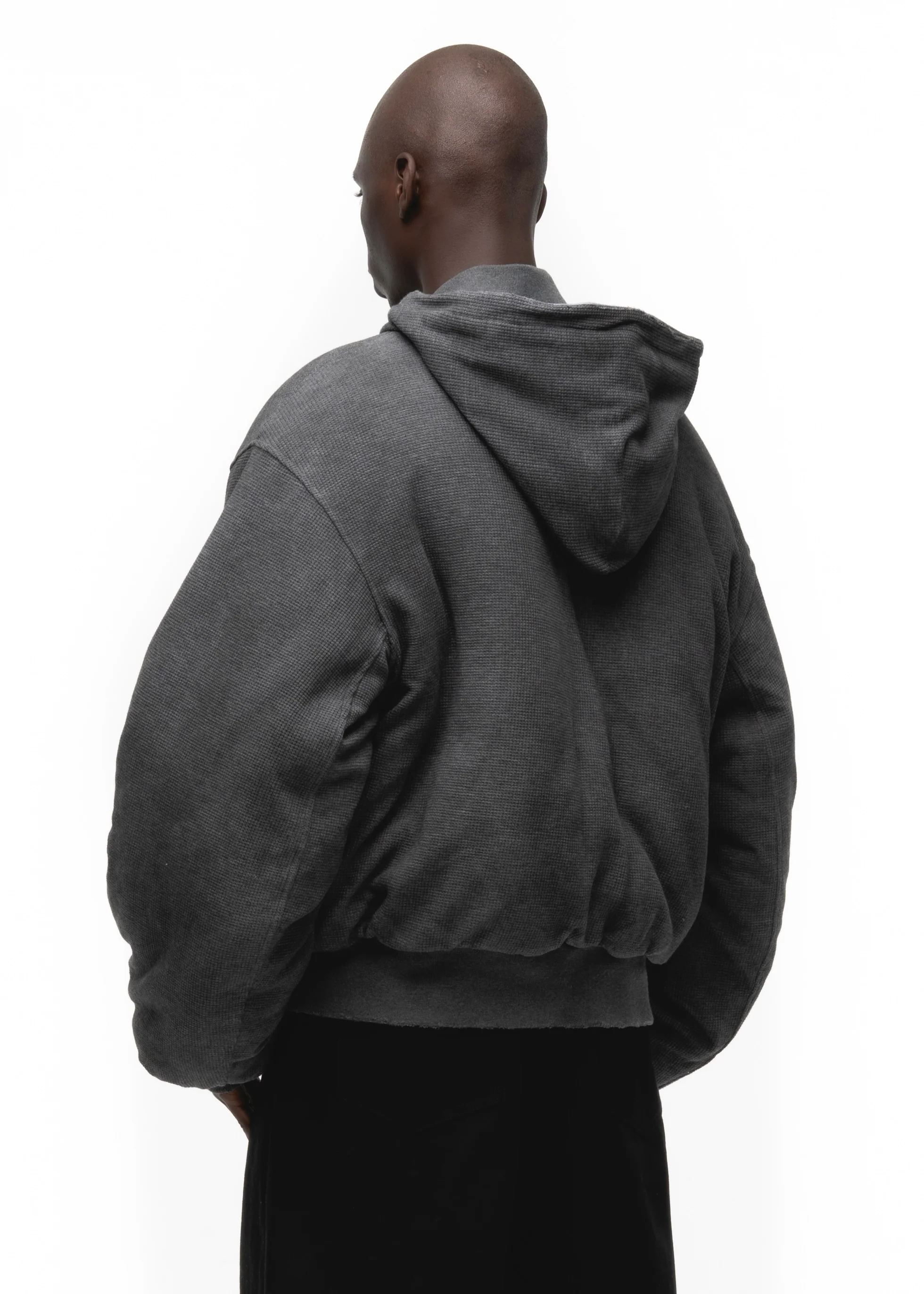 BASIC REVERSIBLE WAFFLE BOMBER GREY - Image 9