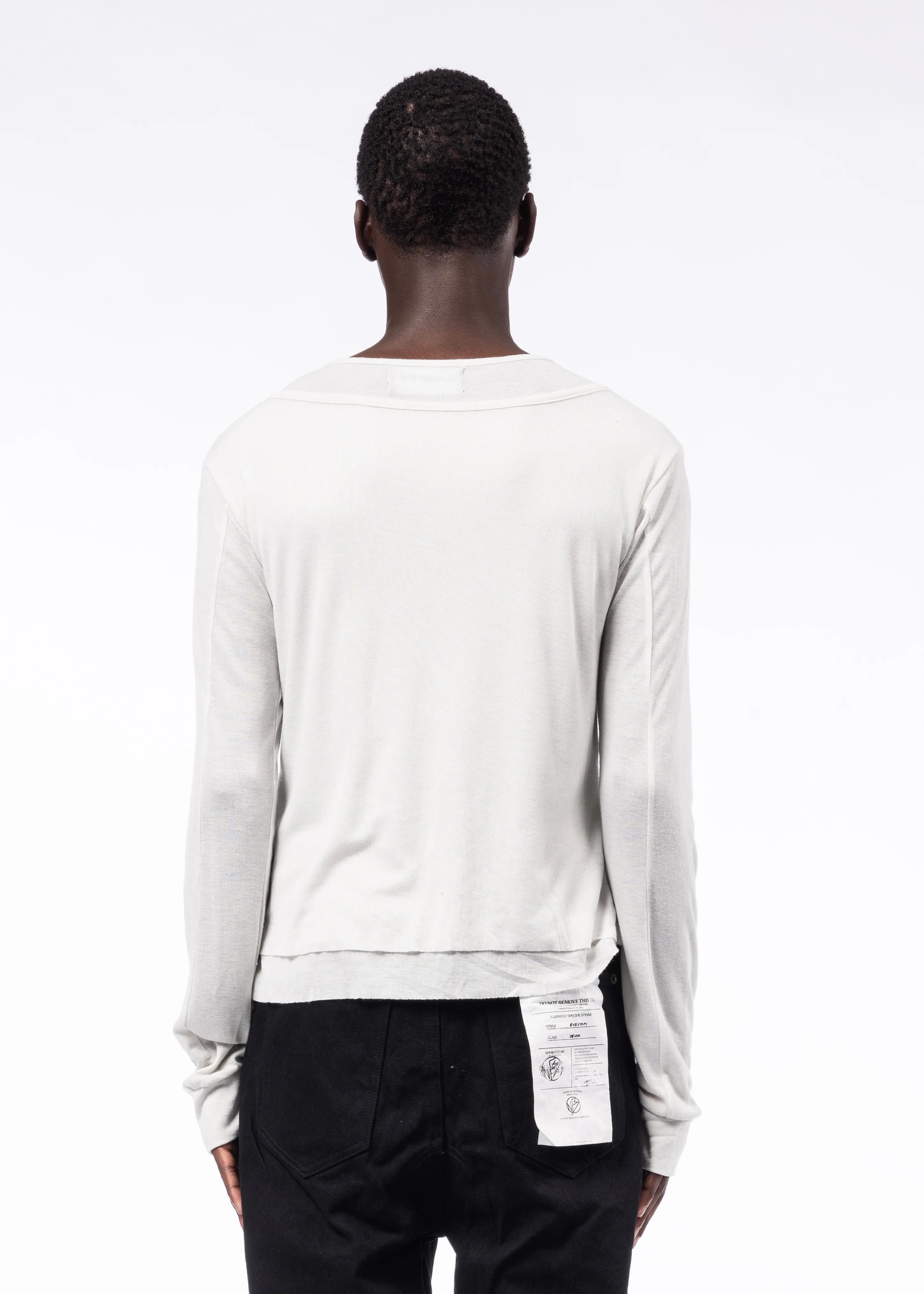 DOUBLE-LAYERED BUTTON ORGANIC COTTON SHIRT WHITE - Image 6
