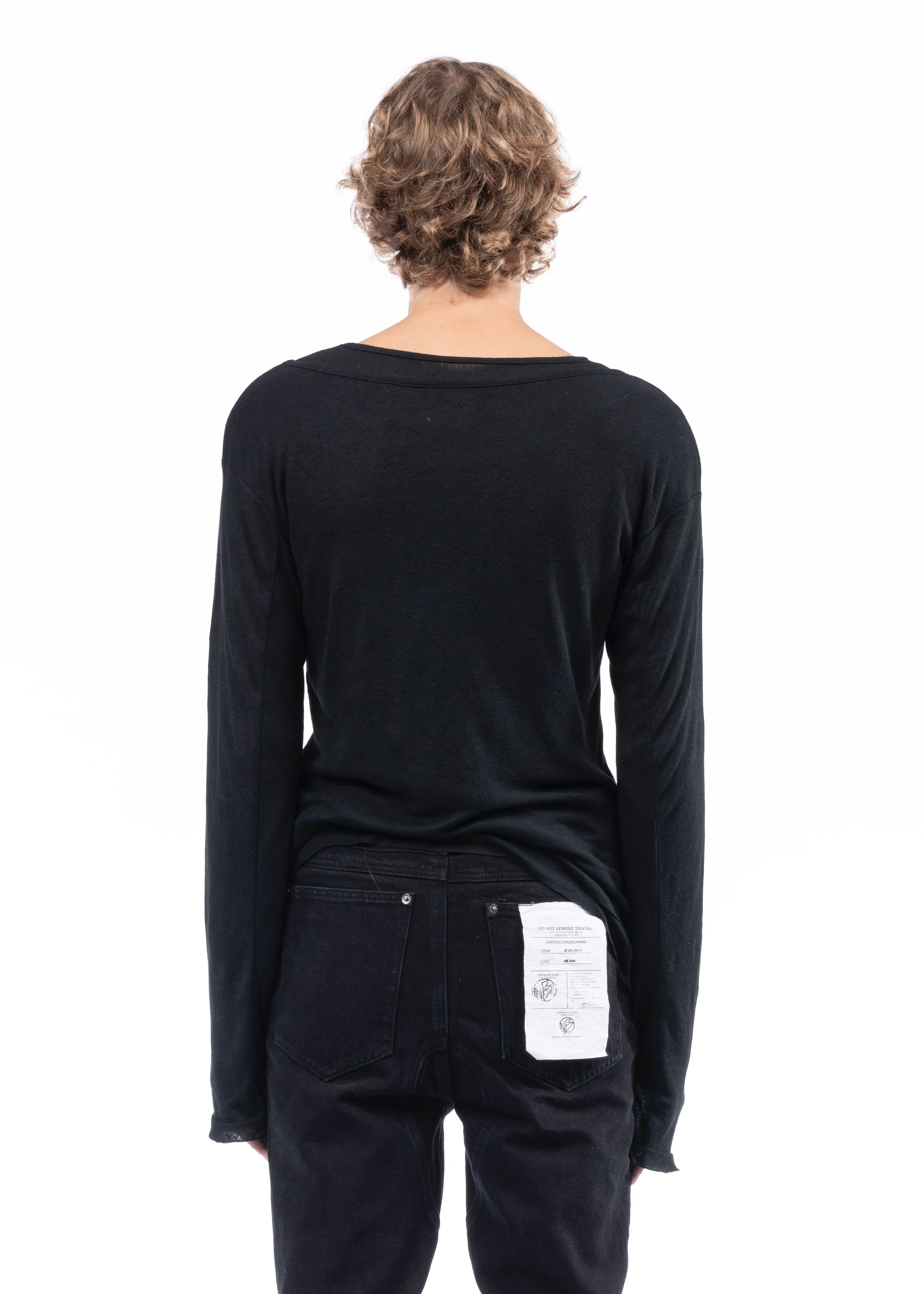 DOUBLE-LAYERED ORGANIC COTTON LONGSLEEVE BLACK - Image 4