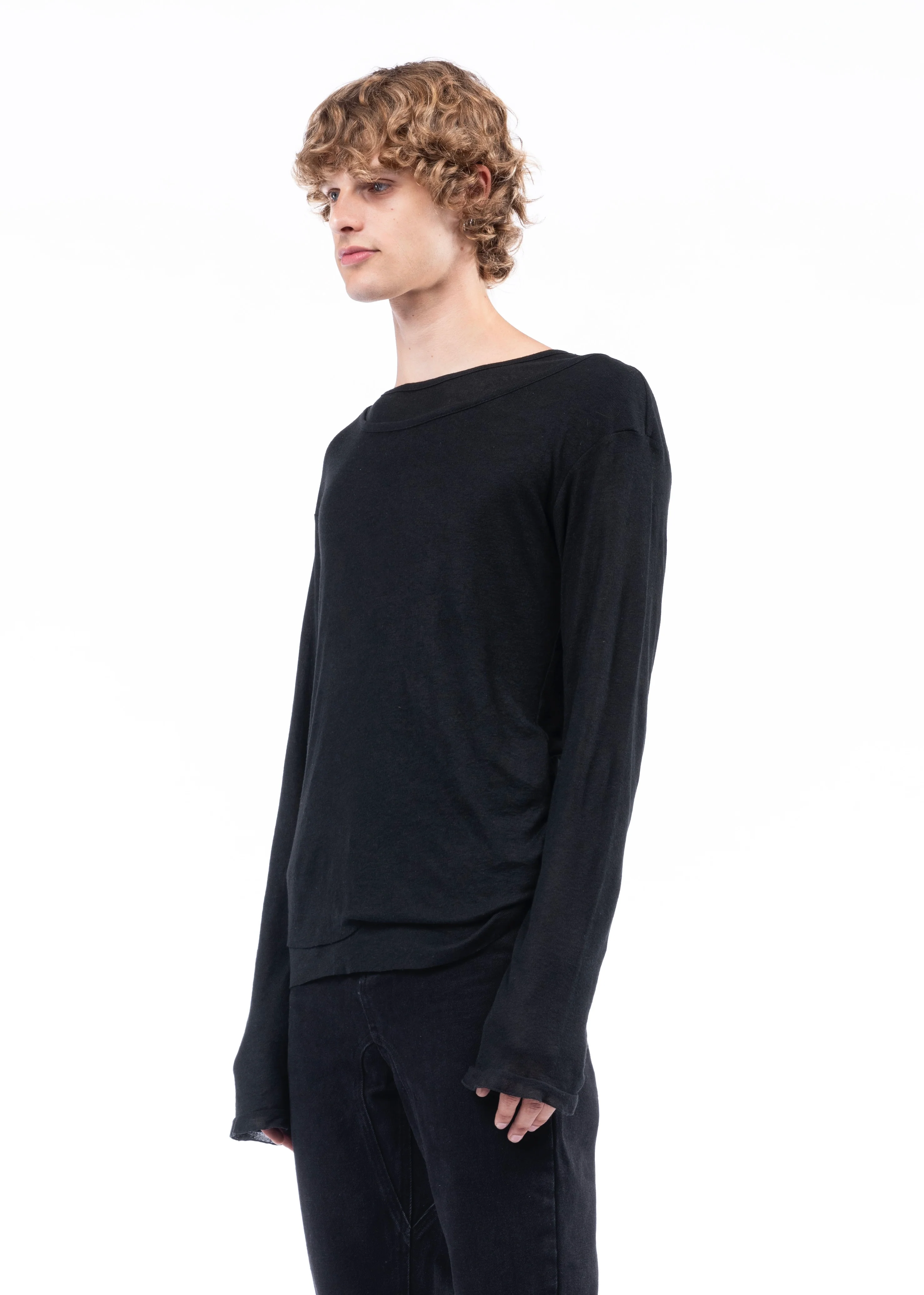 DOUBLE-LAYERED ORGANIC COTTON LONGSLEEVE BLACK - Image 6