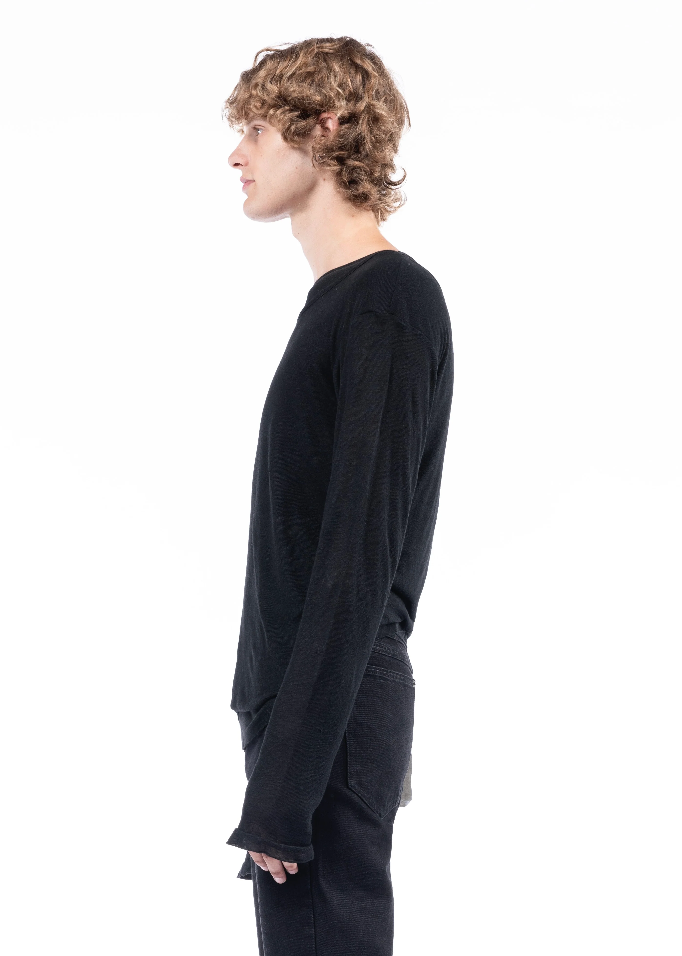 DOUBLE-LAYERED ORGANIC COTTON LONGSLEEVE BLACK - Image 7