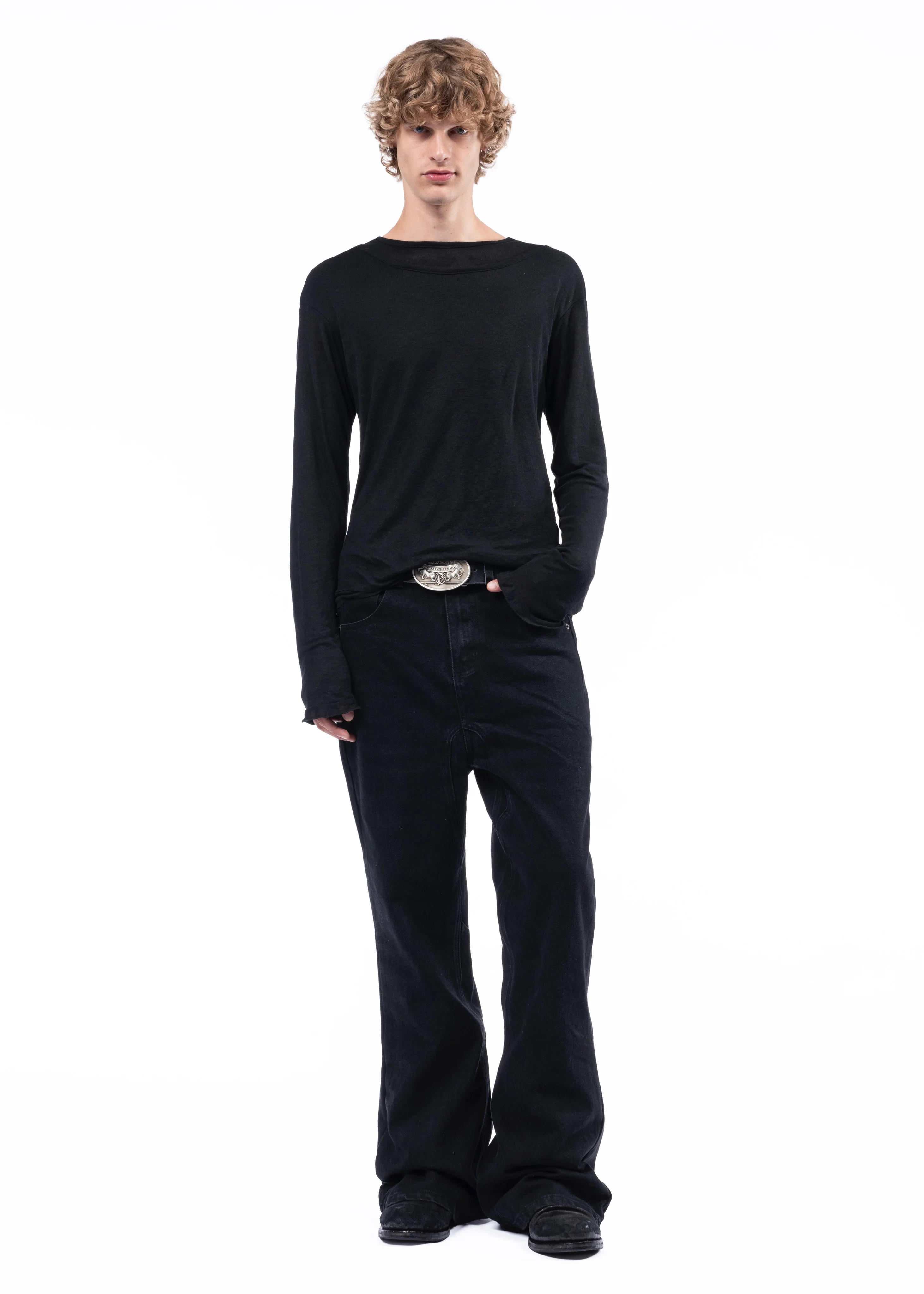DOUBLE-LAYERED ORGANIC COTTON LONGSLEEVE BLACK - Image 8