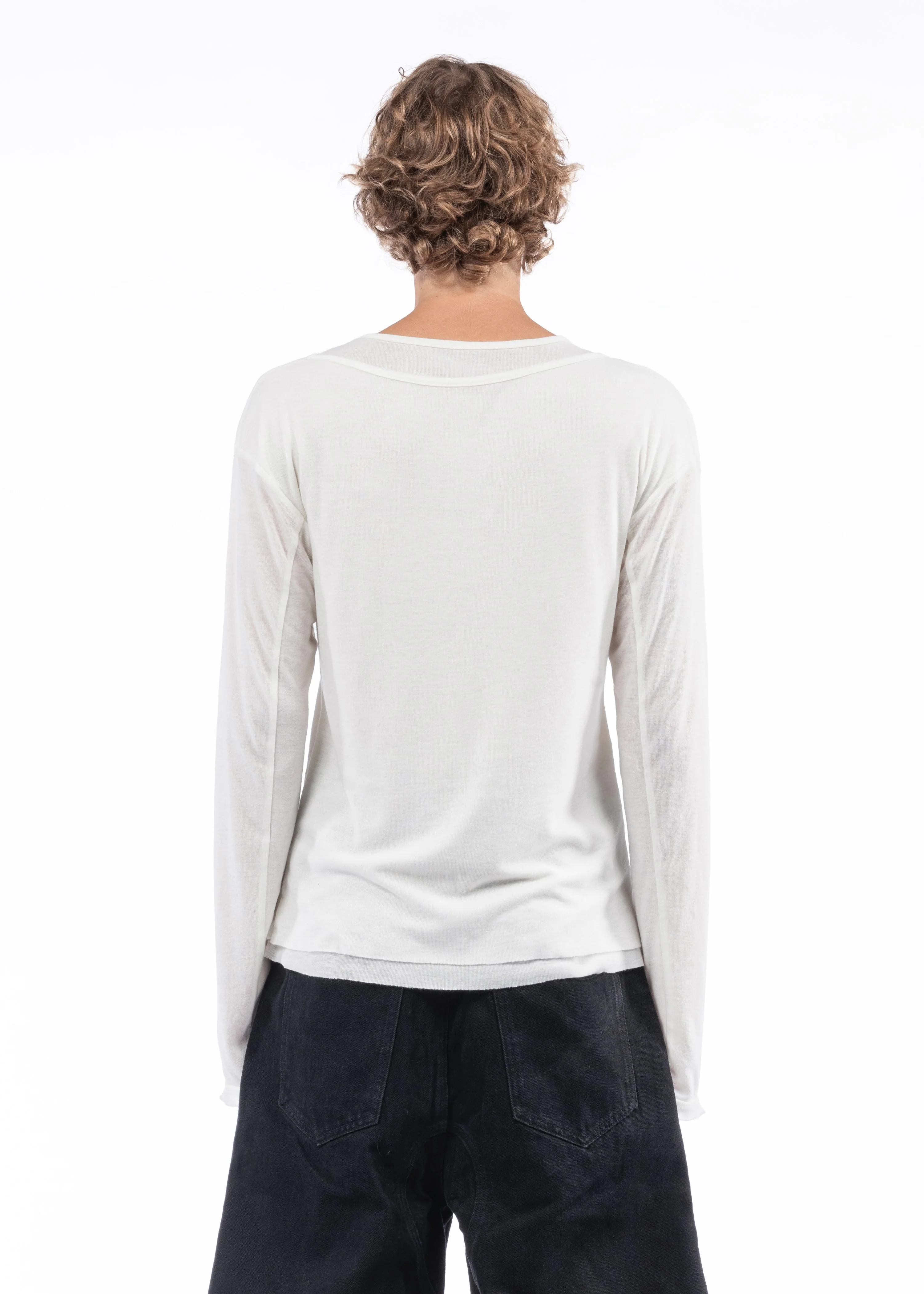 DOUBLE-LAYERED ORGANIC COTTON LONGSLEEVE WHITE - Image 3