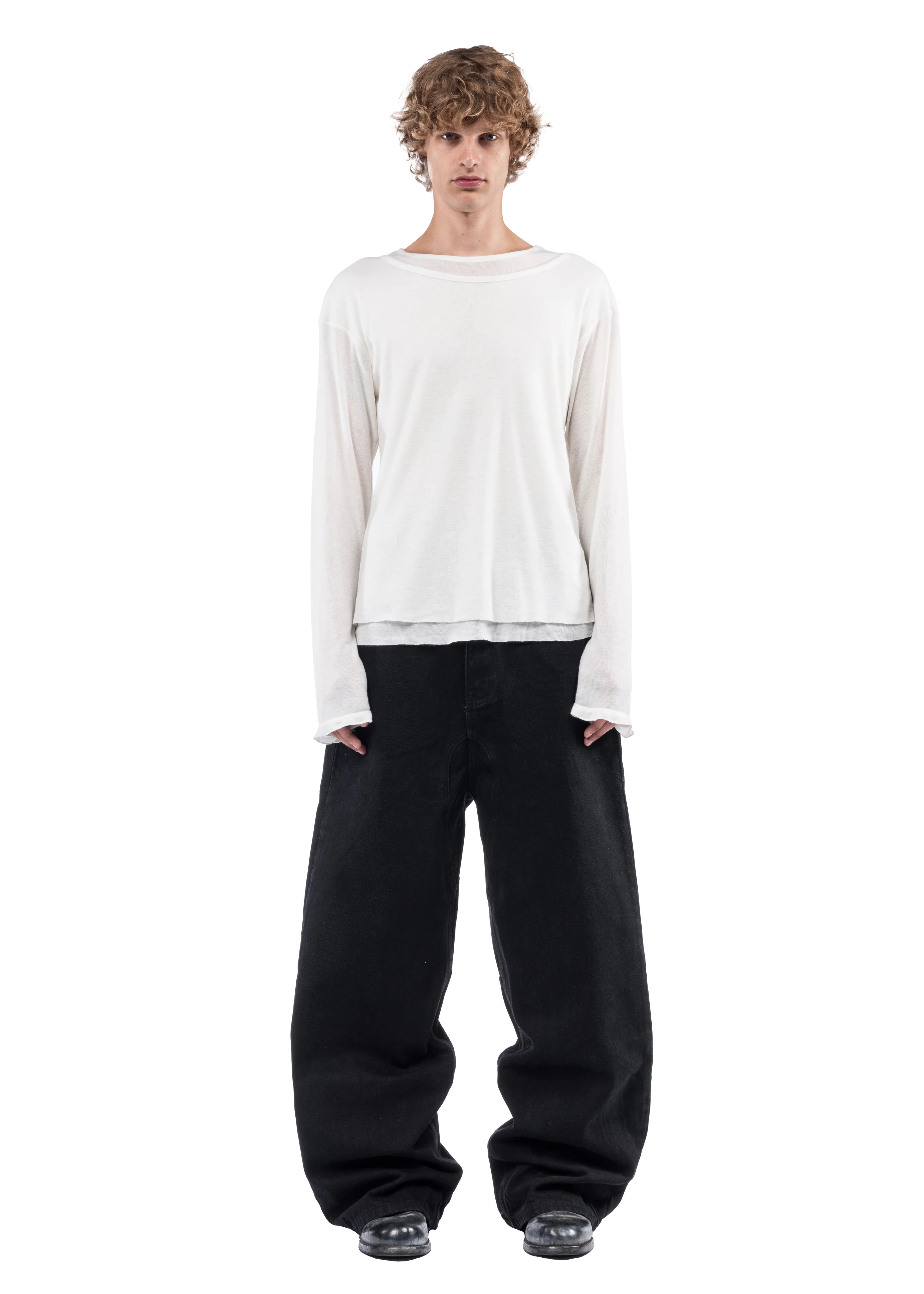 DOUBLE-LAYERED ORGANIC COTTON LONGSLEEVE WHITE - Image 4