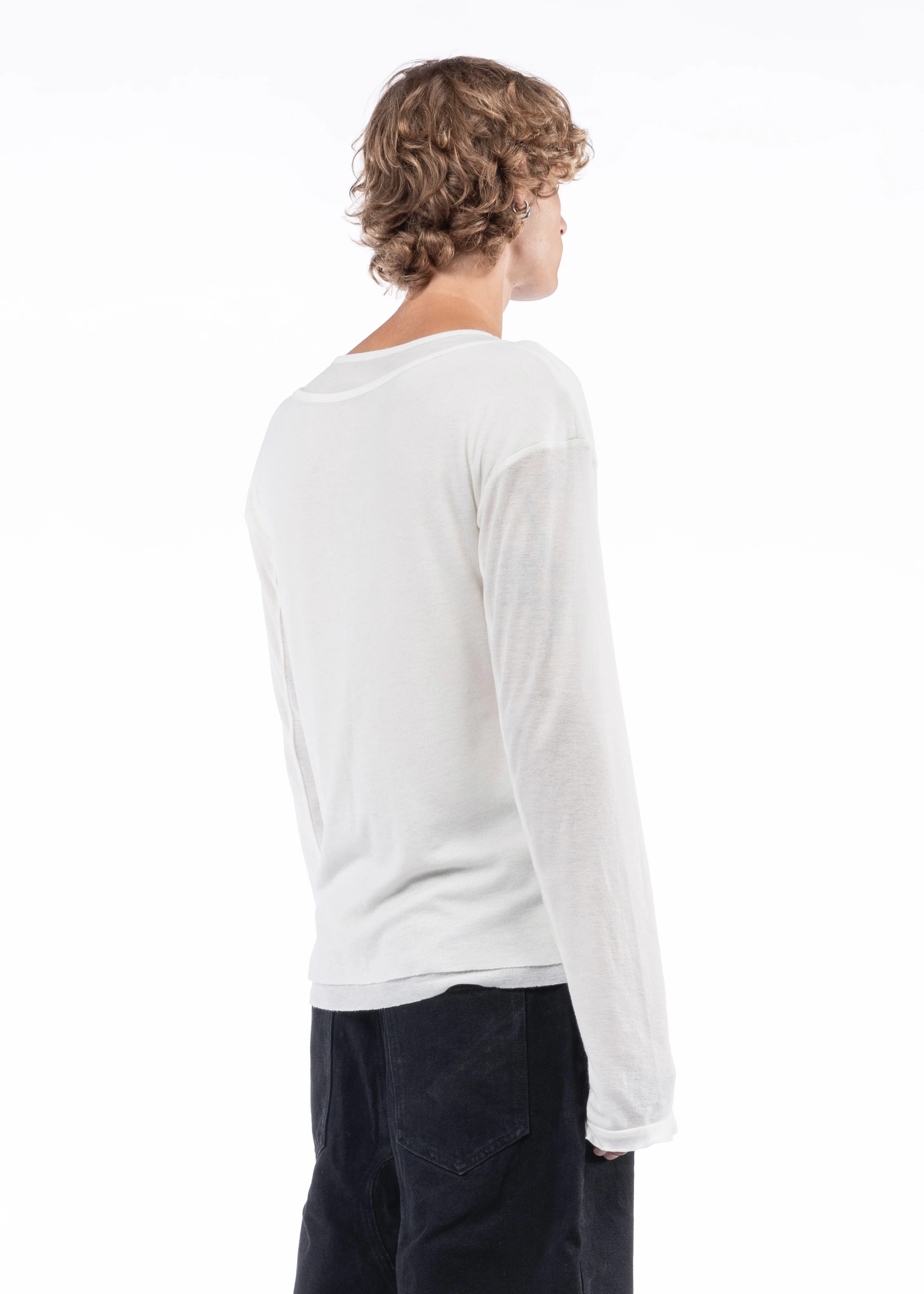 DOUBLE-LAYERED ORGANIC COTTON LONGSLEEVE WHITE - Image 5