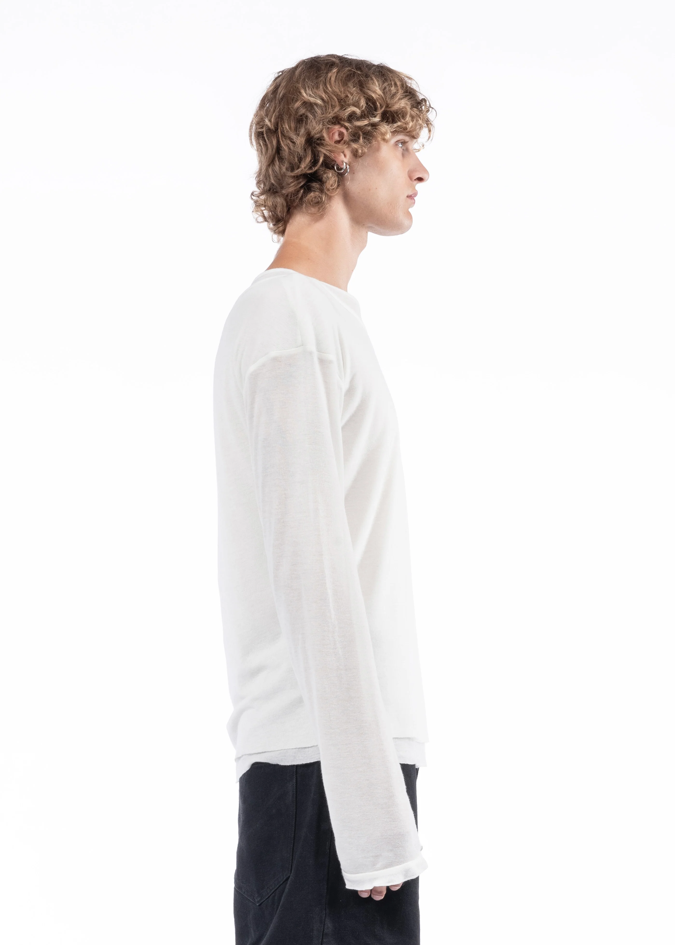 DOUBLE-LAYERED ORGANIC COTTON LONGSLEEVE WHITE - Image 6