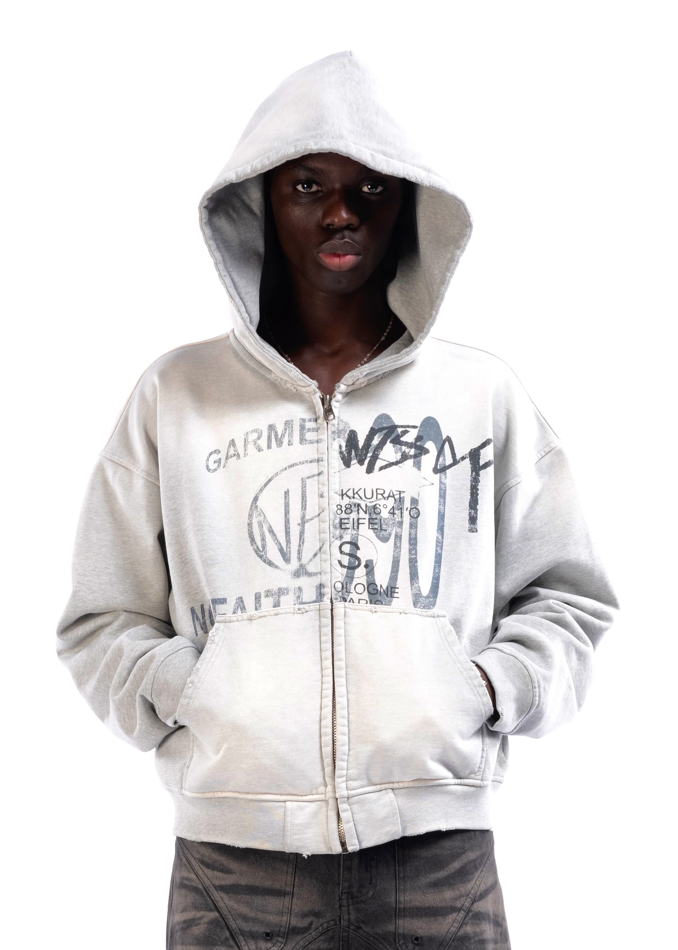 SPLIT ZIP JACKET SUN FADED USED GREY - Image 4