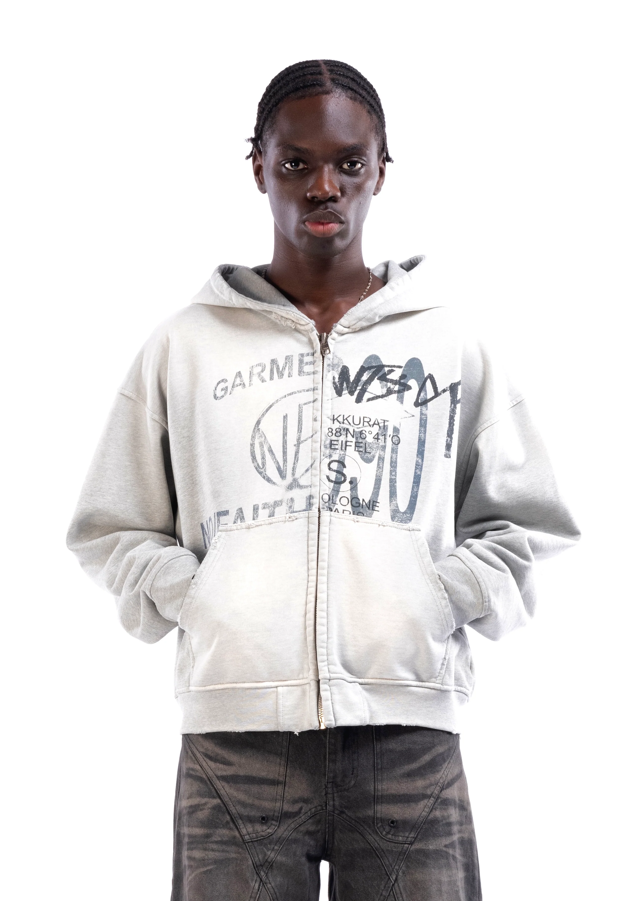 SPLIT ZIP JACKET SUN FADED USED GREY - Image 7