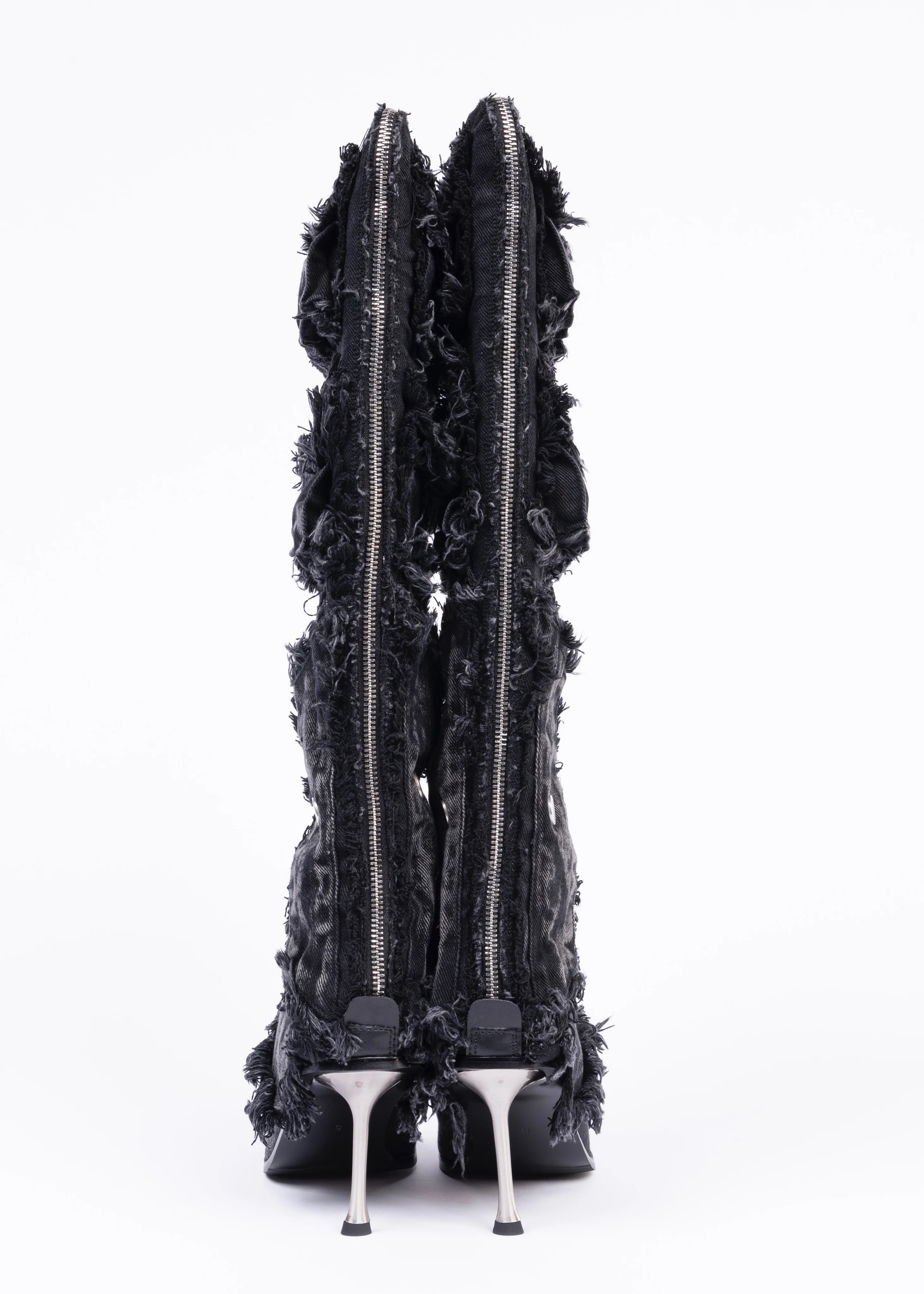 POCKET DENIM HEELS BLACK - Image 3