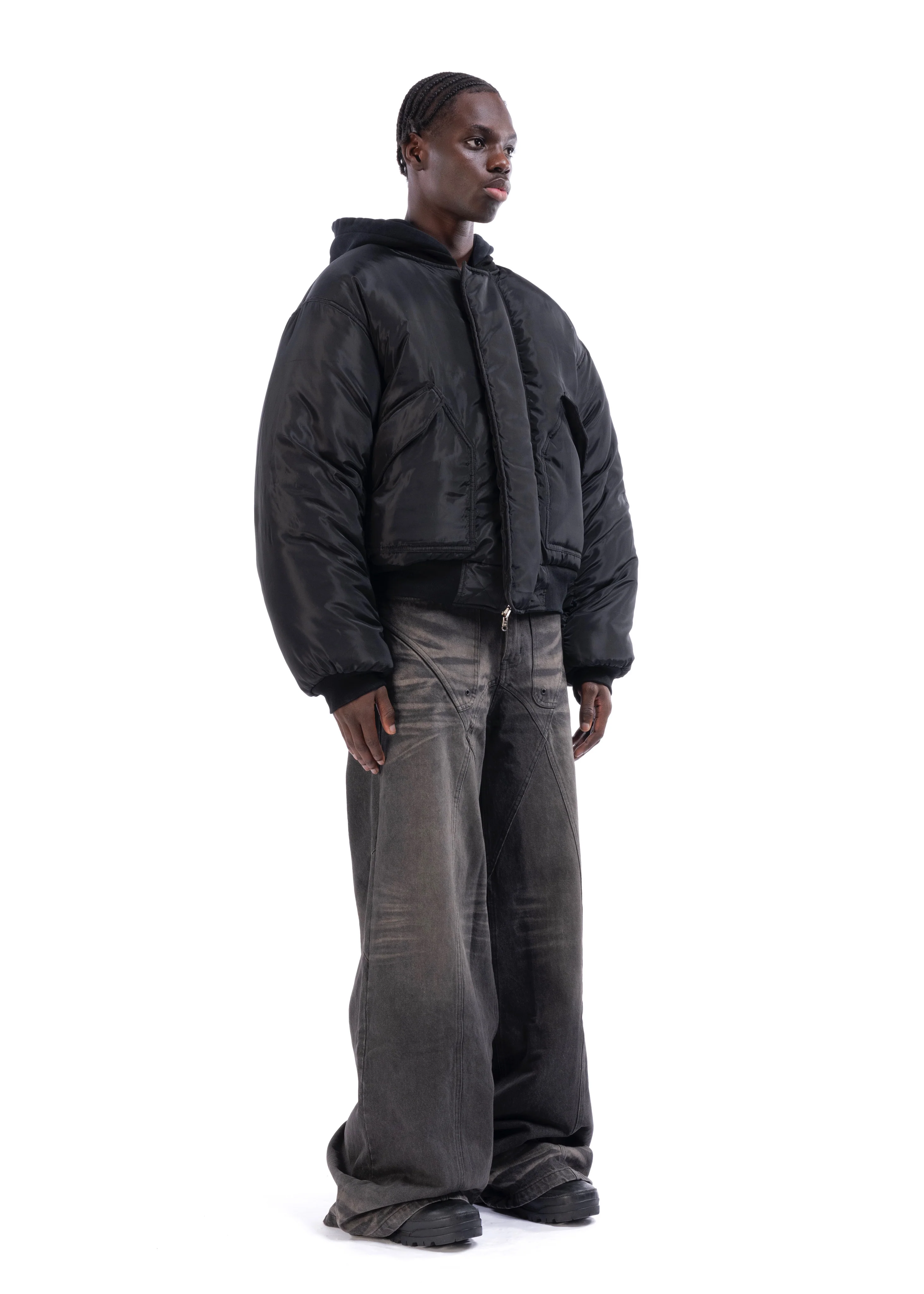 REVERSIBLE HOOD BOMBER JACKET BLACK - Image 10