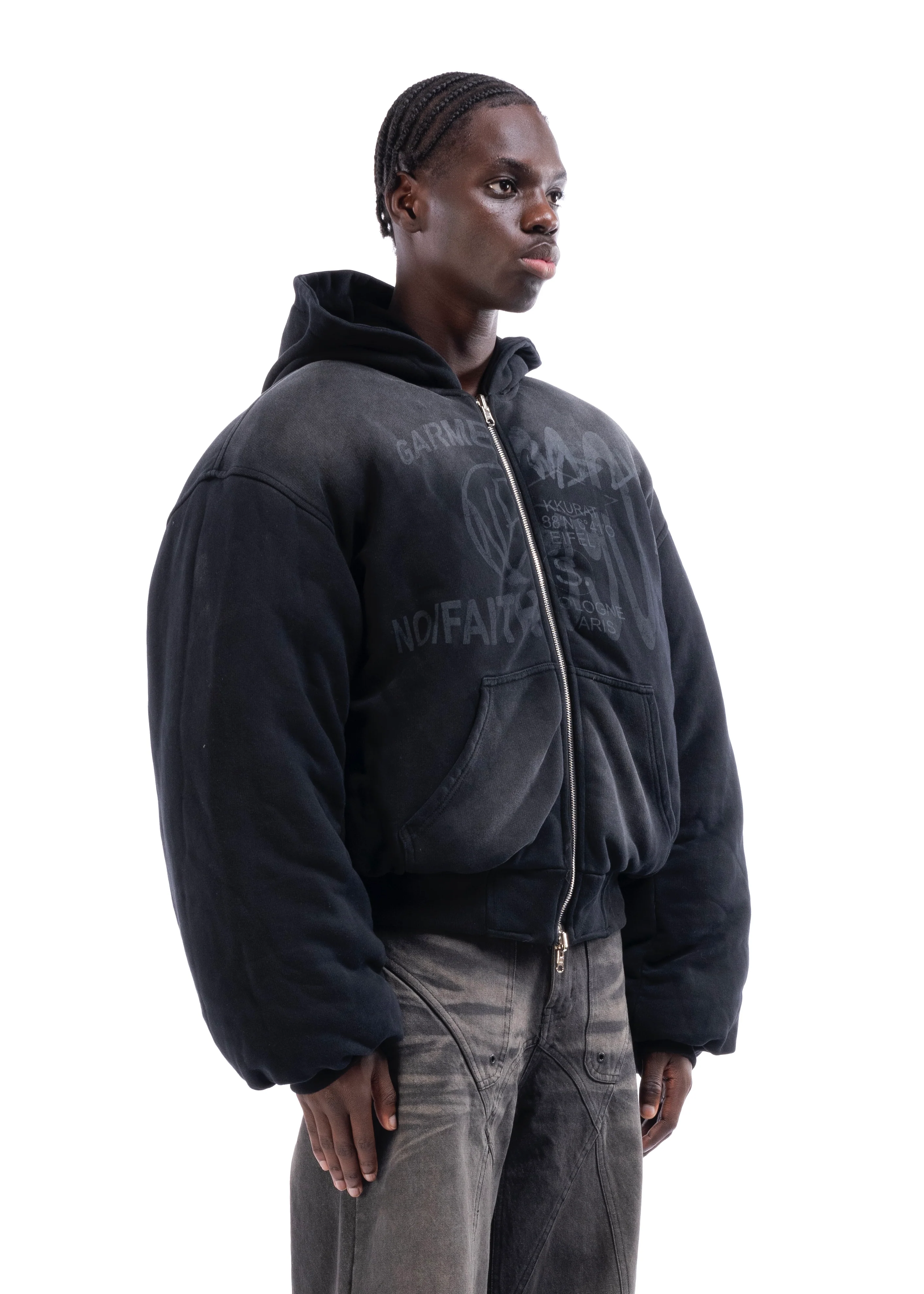 REVERSIBLE HOOD BOMBER JACKET BLACK - Image 11